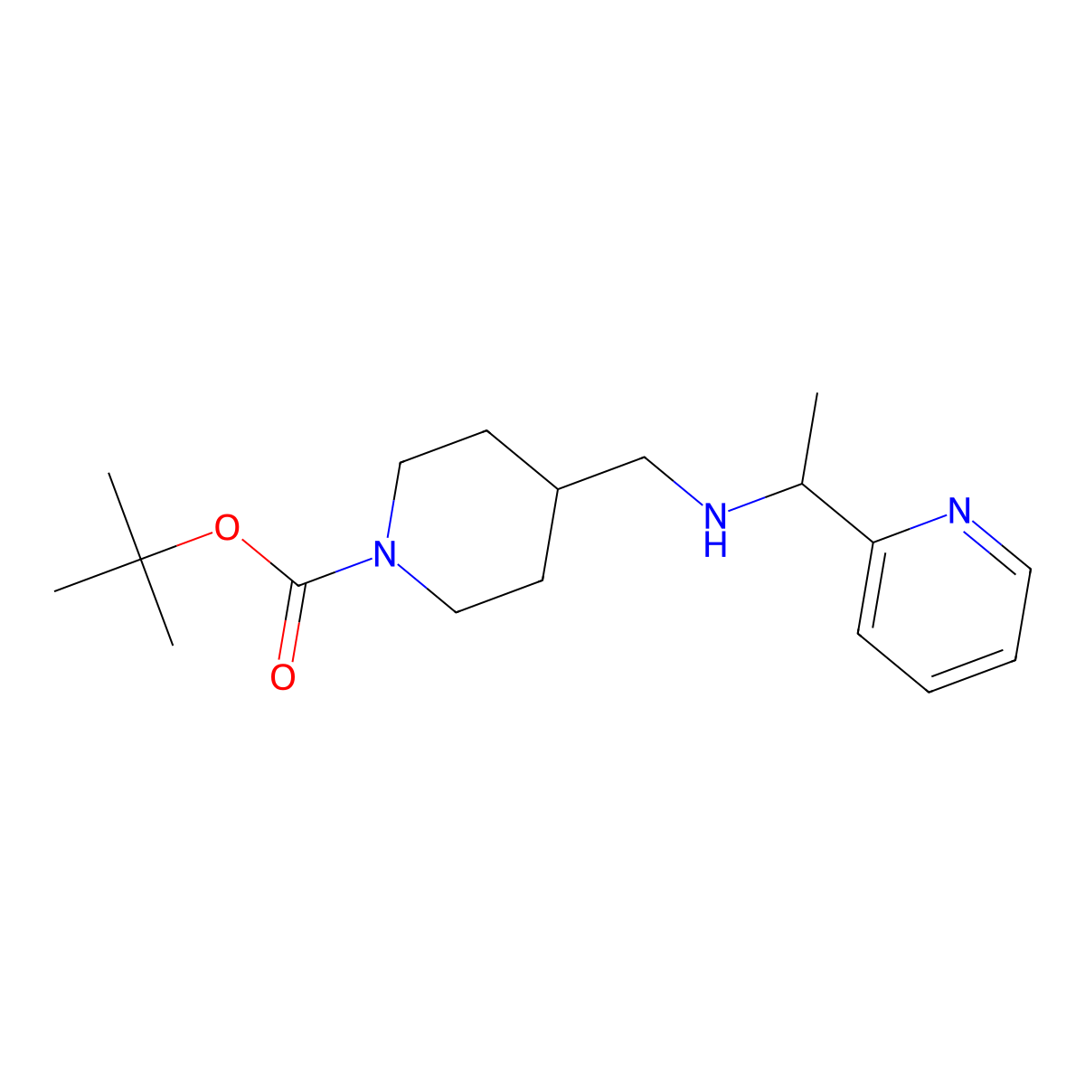 tert-Butyl 4-(((1-(pyridin-2-yl)ethyl)amino)methyl)piperidine-1-carboxylate molecular structure, CAS 1420969-05-6