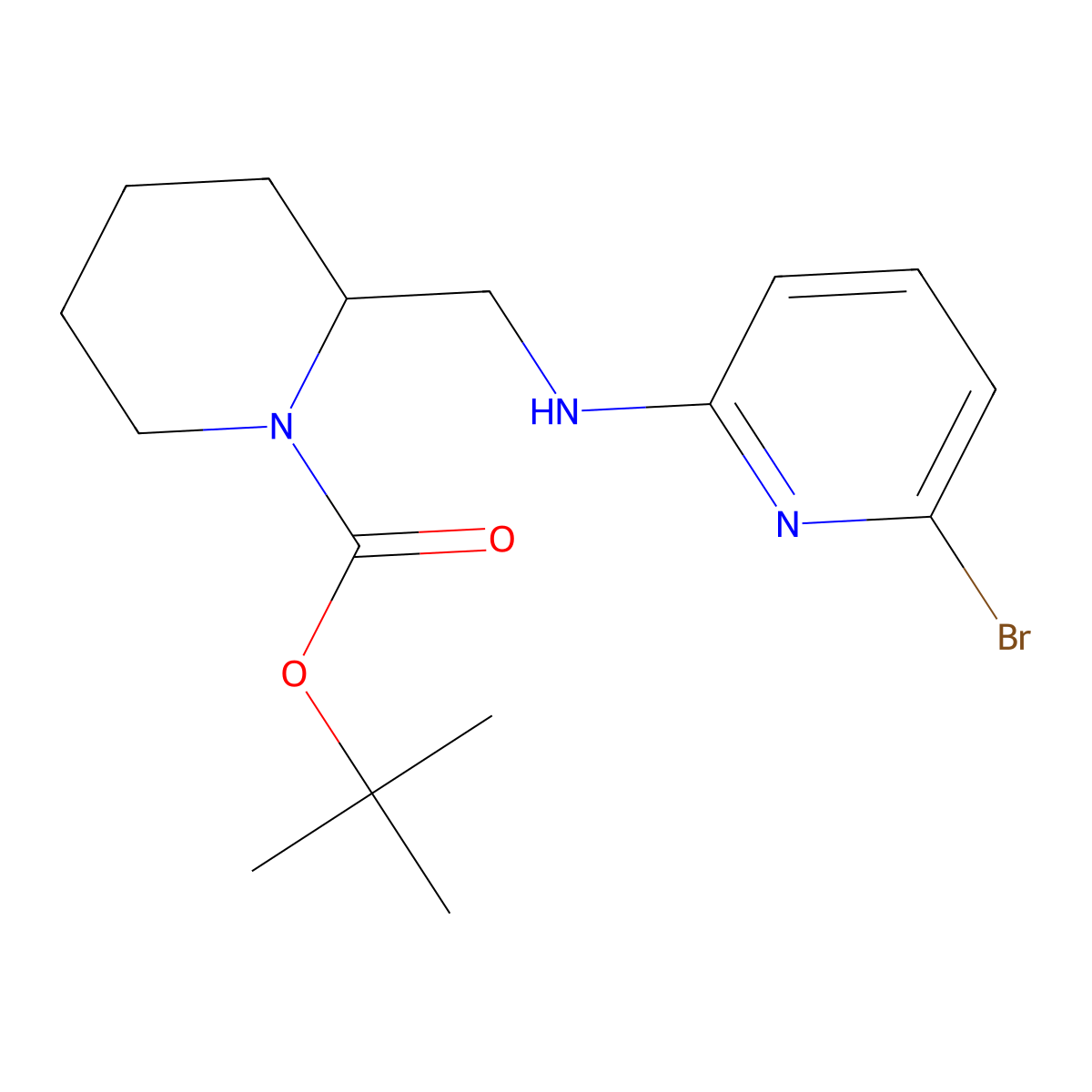 tert-Butyl 2-(((6-bromopyridin-2-yl)amino)methyl)piperidine-1-carboxylate molecular structure, CAS 1420969-20-5