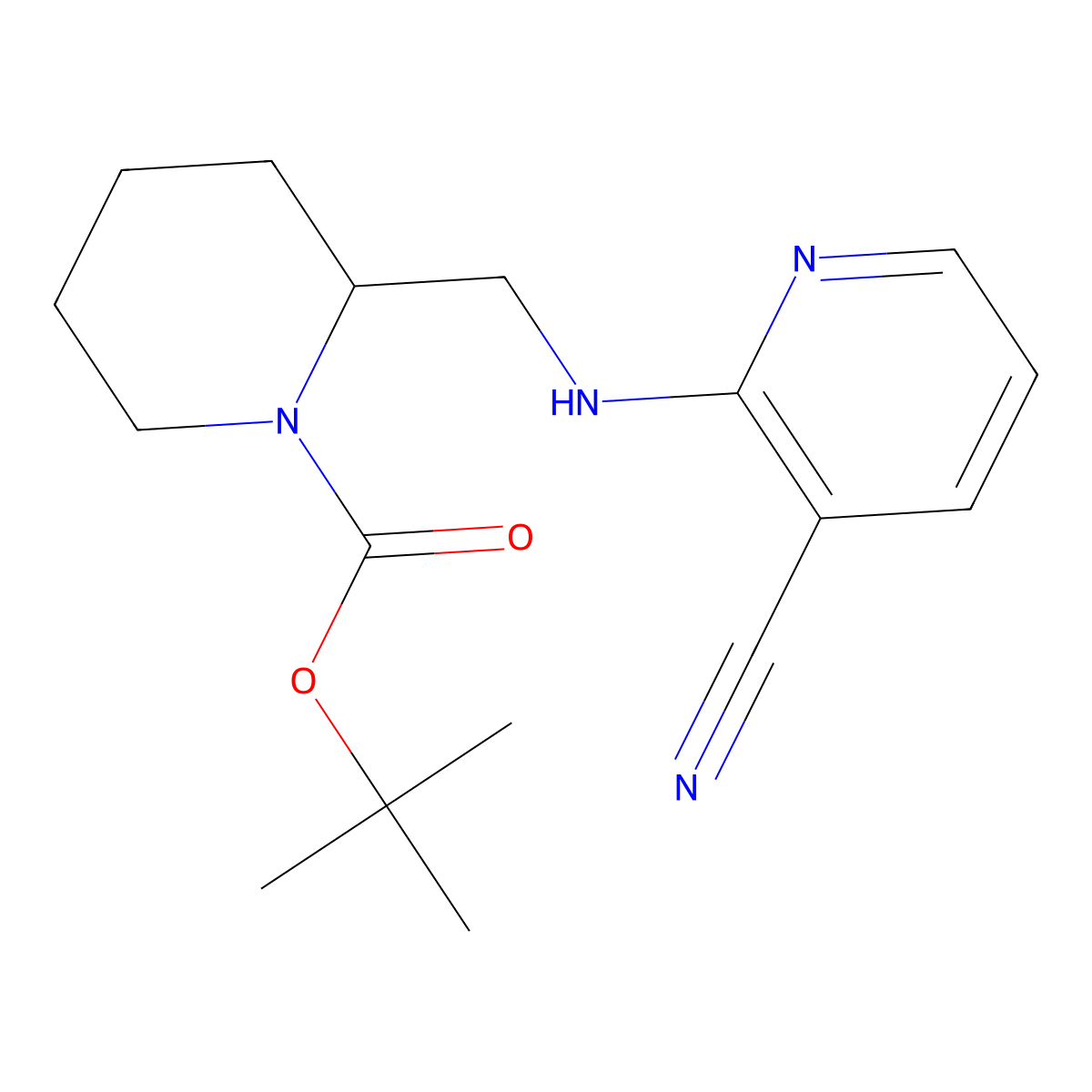 tert-Butyl 2-(((3-cyanopyridin-2-yl)amino)methyl)piperidine-1-carboxylate molecular structure, CAS 1420969-24-9