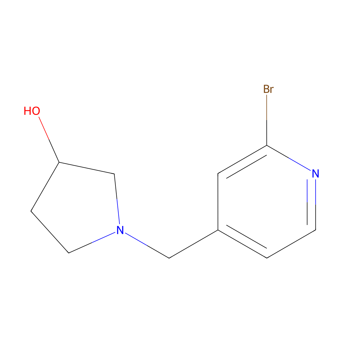1-((2-Bromopyridin-4-yl)methyl)pyrrolidin-3-ol molecular structure, CAS 1420970-27-9