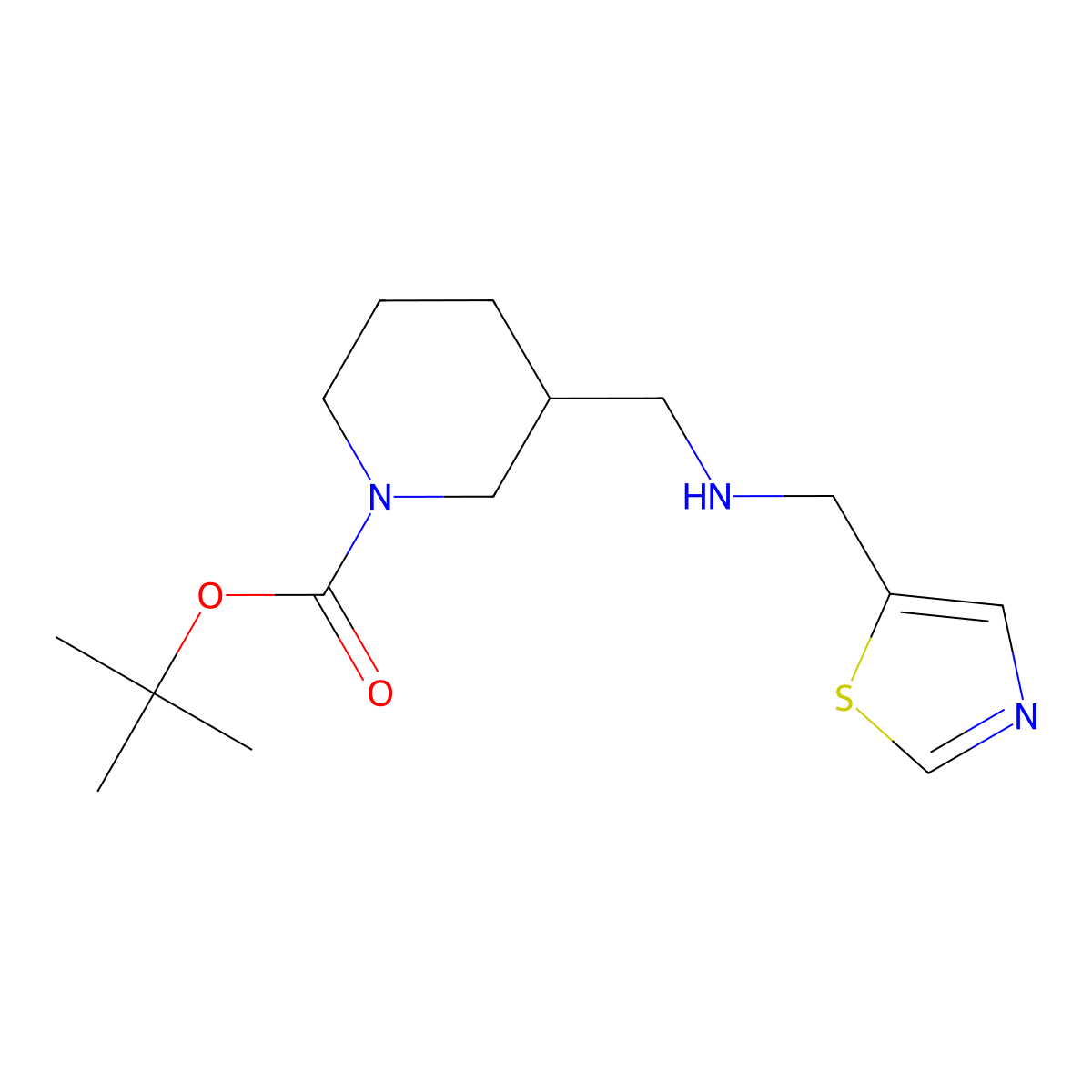tert-Butyl 3-(((thiazol-5-ylmethyl)amino)methyl)piperidine-1-carboxylate molecular structure, CAS 1420971-26-1