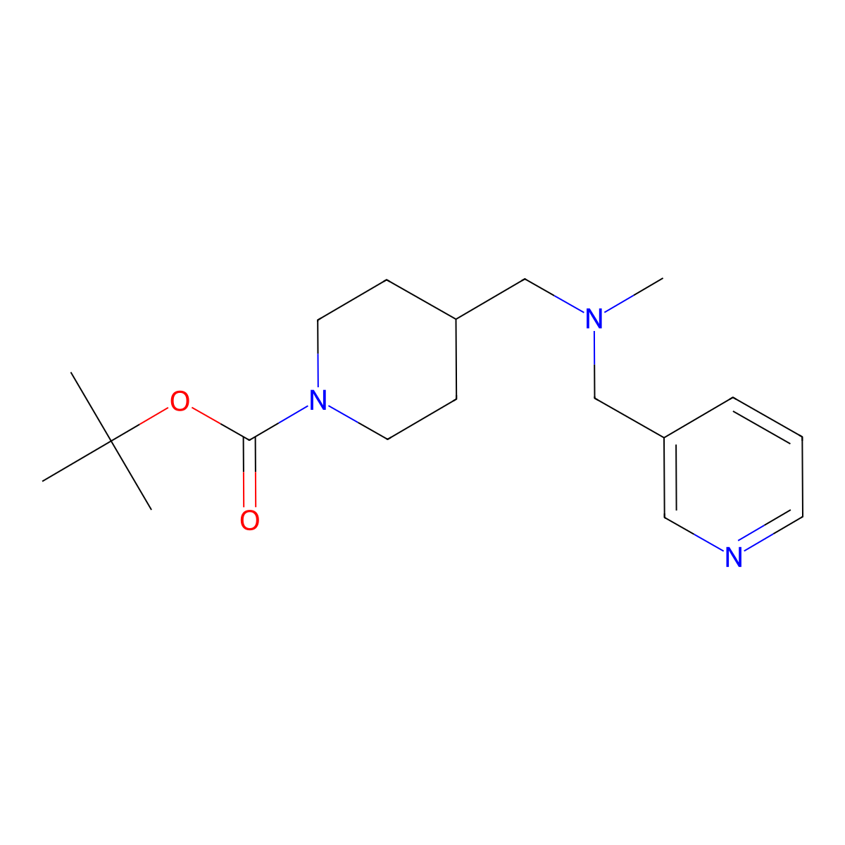 tert-Butyl 4-((methyl(pyridin-3-ylmethyl)amino)methyl)piperidine-1-carboxylate molecular structure, CAS 1420971-31-8