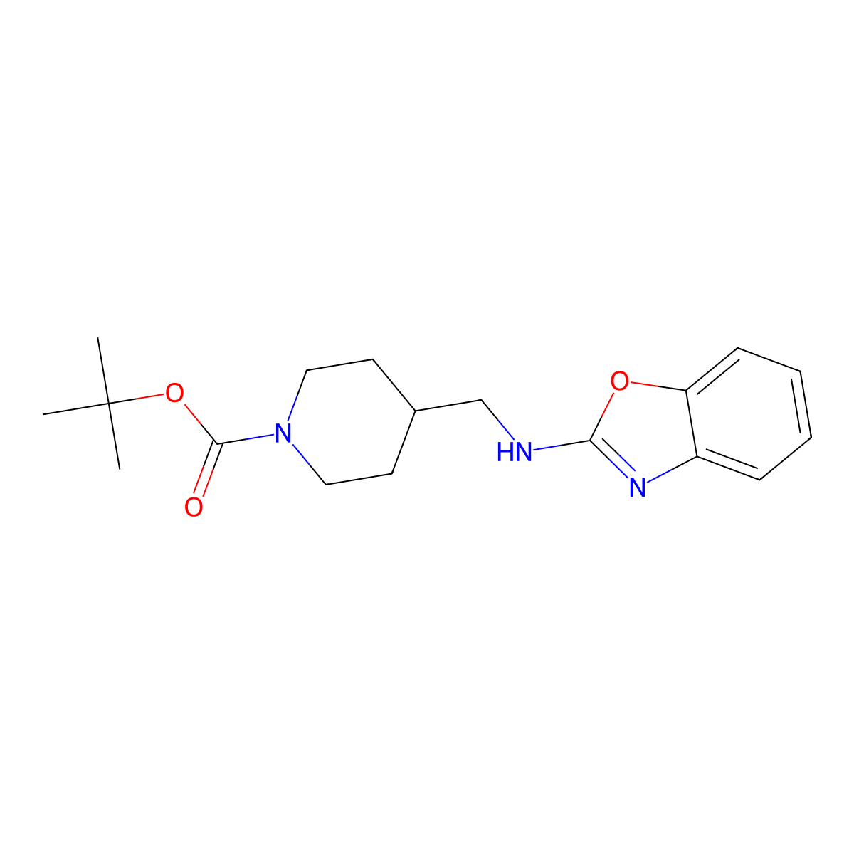 tert-Butyl 4-((benzo[d]oxazol-2-ylamino)methyl)piperidine-1-carboxylate molecular structure, CAS 1420971-36-3
