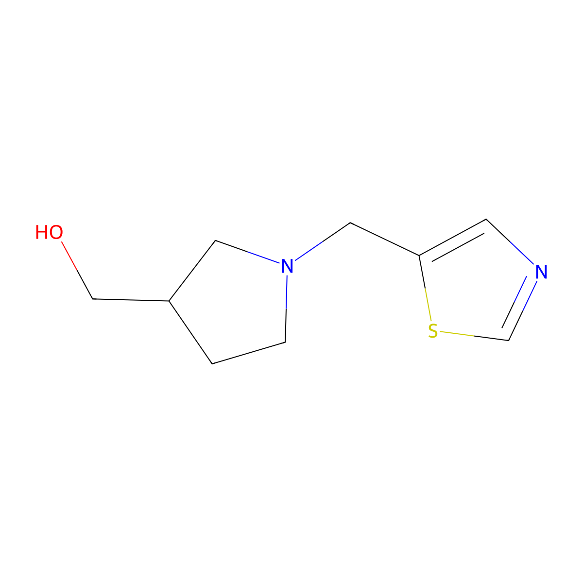 (1-(Thiazol-5-ylmethyl)pyrrolidin-3-yl)methanol molecular structure, CAS 1420971-53-4