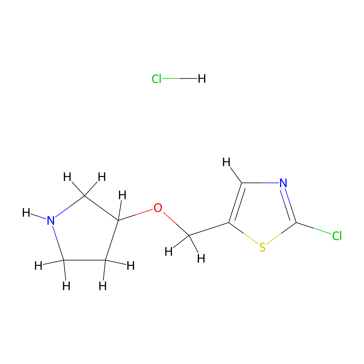 2-Chloro-5-((pyrrolidin-3-yloxy)methyl)thiazole hydrochloride molecular structure, CAS 1420971-86-3