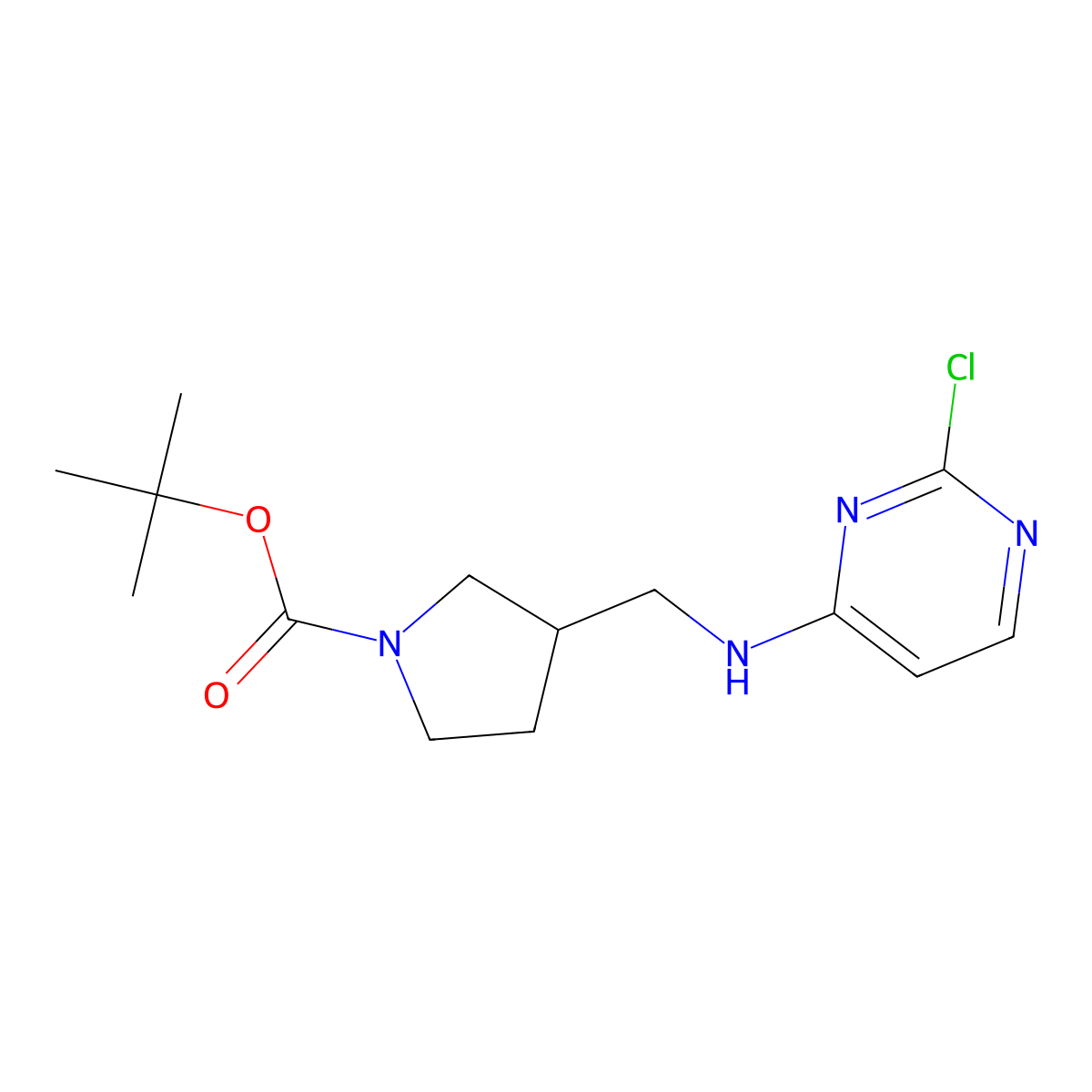 tert-Butyl 3-(((2-chloropyrimidin-4-yl)amino)methyl)pyrrolidine-1-carboxylate molecular structure, CAS 1420972-53-7