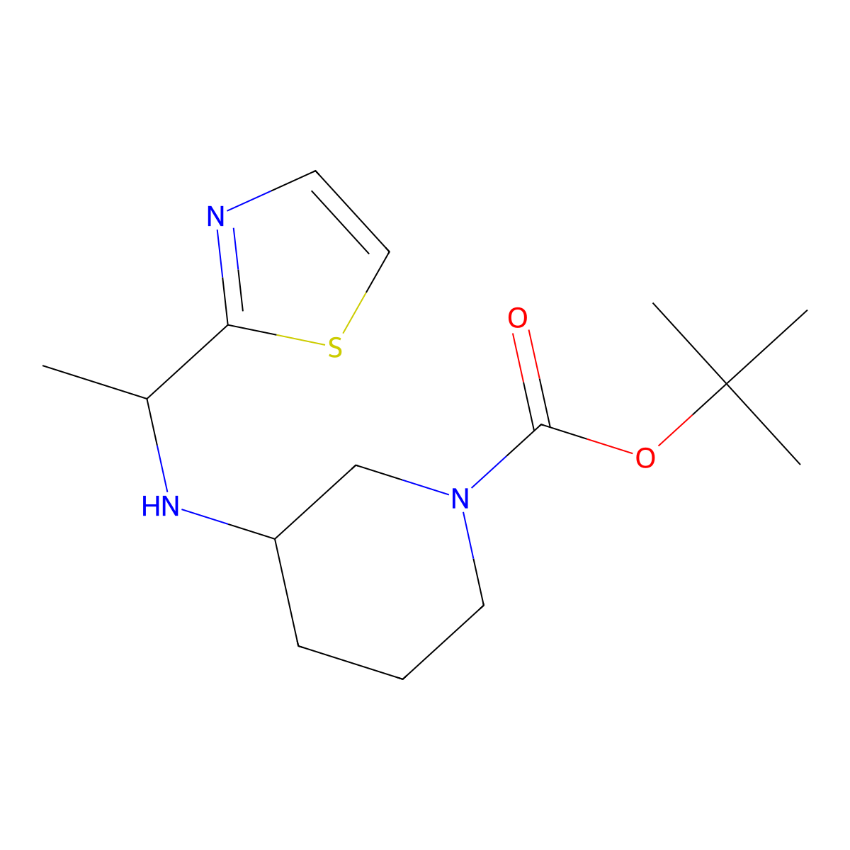 tert-Butyl 3-((1-(thiazol-2-yl)ethyl)amino)piperidine-1-carboxylate molecular structure, CAS 1420972-75-3