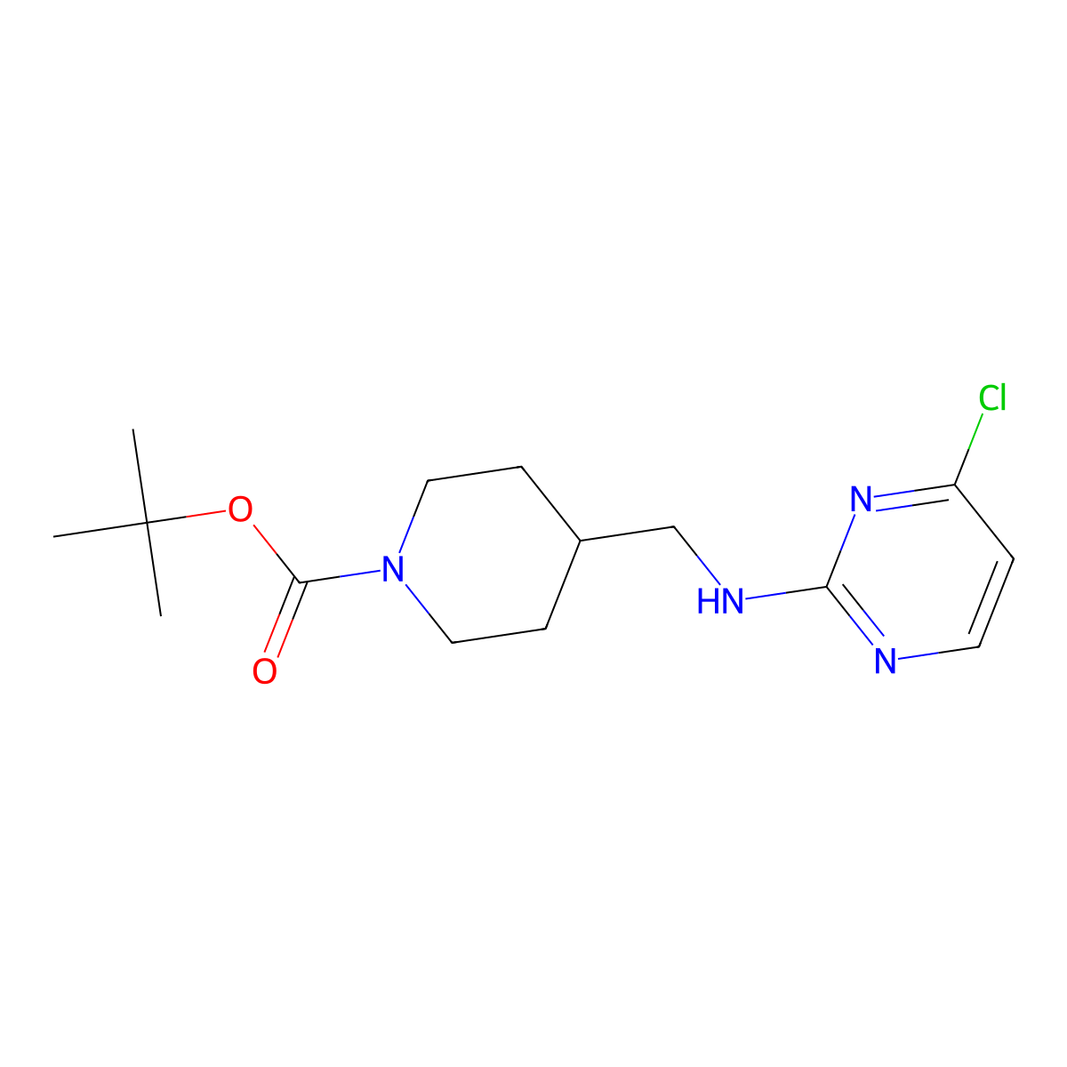 tert-Butyl 4-(((4-chloropyrimidin-2-yl)amino)methyl)piperidine-1-carboxylate molecular structure, CAS 1420973-04-1