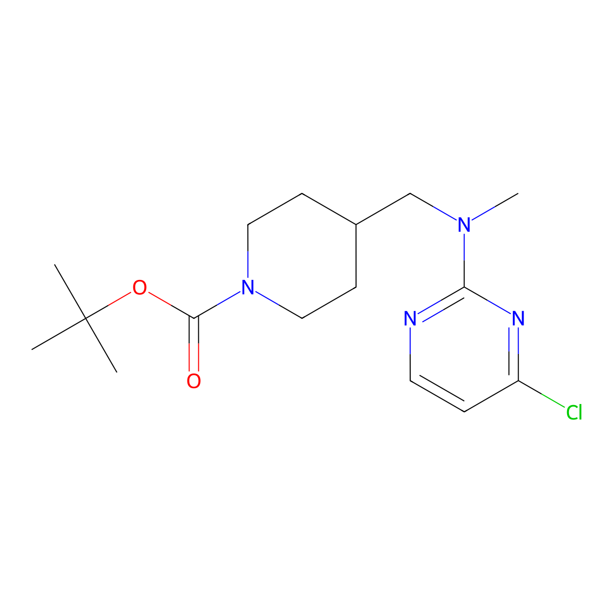 tert-Butyl 4-(((4-chloropyrimidin-2-yl)(methyl)amino)methyl)piperidine-1-carboxylate molecular structure, CAS 1420973-13-2