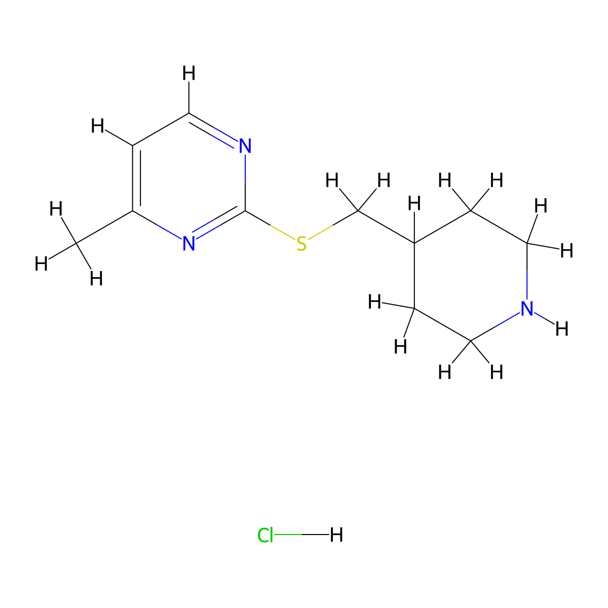 4-Methyl-2-((piperidin-4-ylmethyl)thio)pyrimidine hydrochloride molecular structure, CAS 1420973-59-6