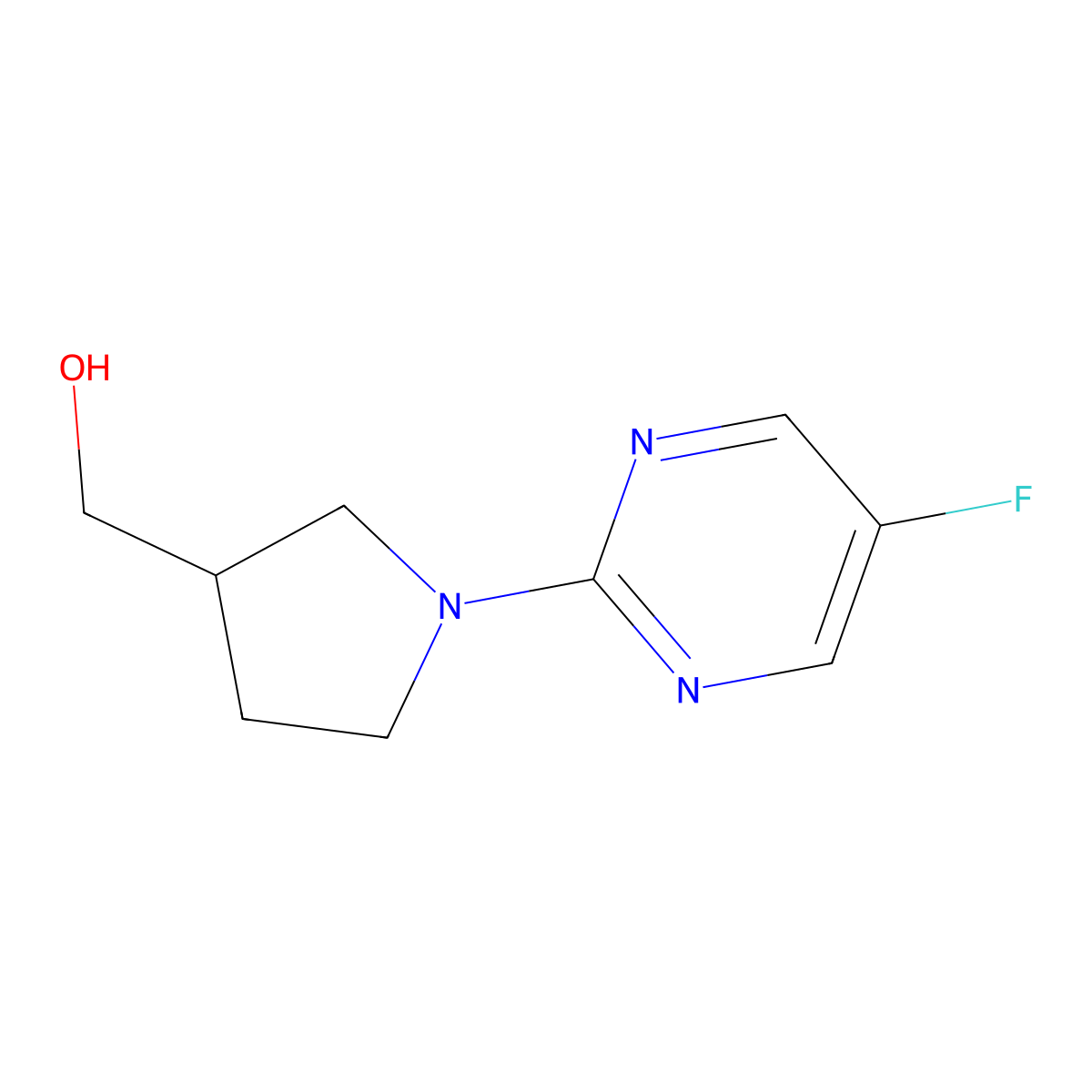 (1-(5-Fluoropyrimidin-2-yl)pyrrolidin-3-yl)methanol molecular structure, CAS 1420974-16-8