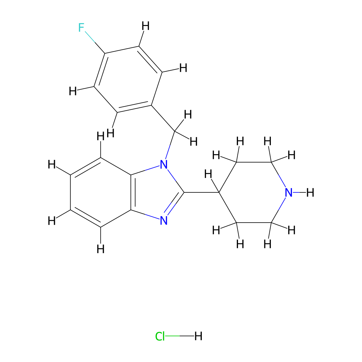 1-(4-Fluorobenzyl)-2-(piperidin-4-yl)-1H-benzo[d]imidazole hydrochloride molecular structure, CAS 1420975-03-6