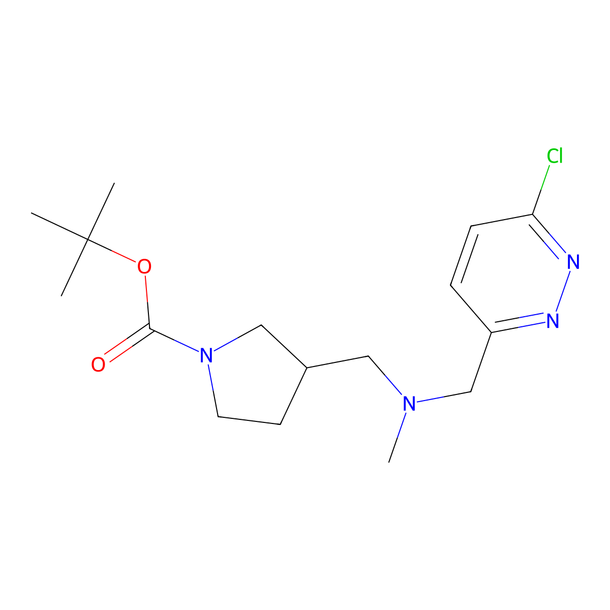 Tert-butyl 3-({[(6-chloropyridazin-3-YL)methyl](methyl)amino}methyl)pyrrolidine-1-carboxylate molecular structure, CAS 1420975-40-1