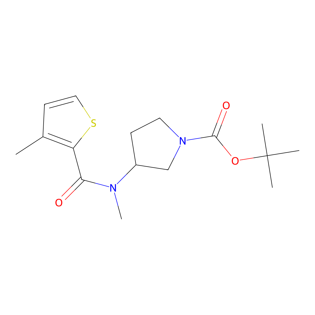 tert-Butyl 3-(N,3-dimethylthiophene-2-carboxamido)pyrrolidine-1-carboxylate molecular structure, CAS 1420975-51-4