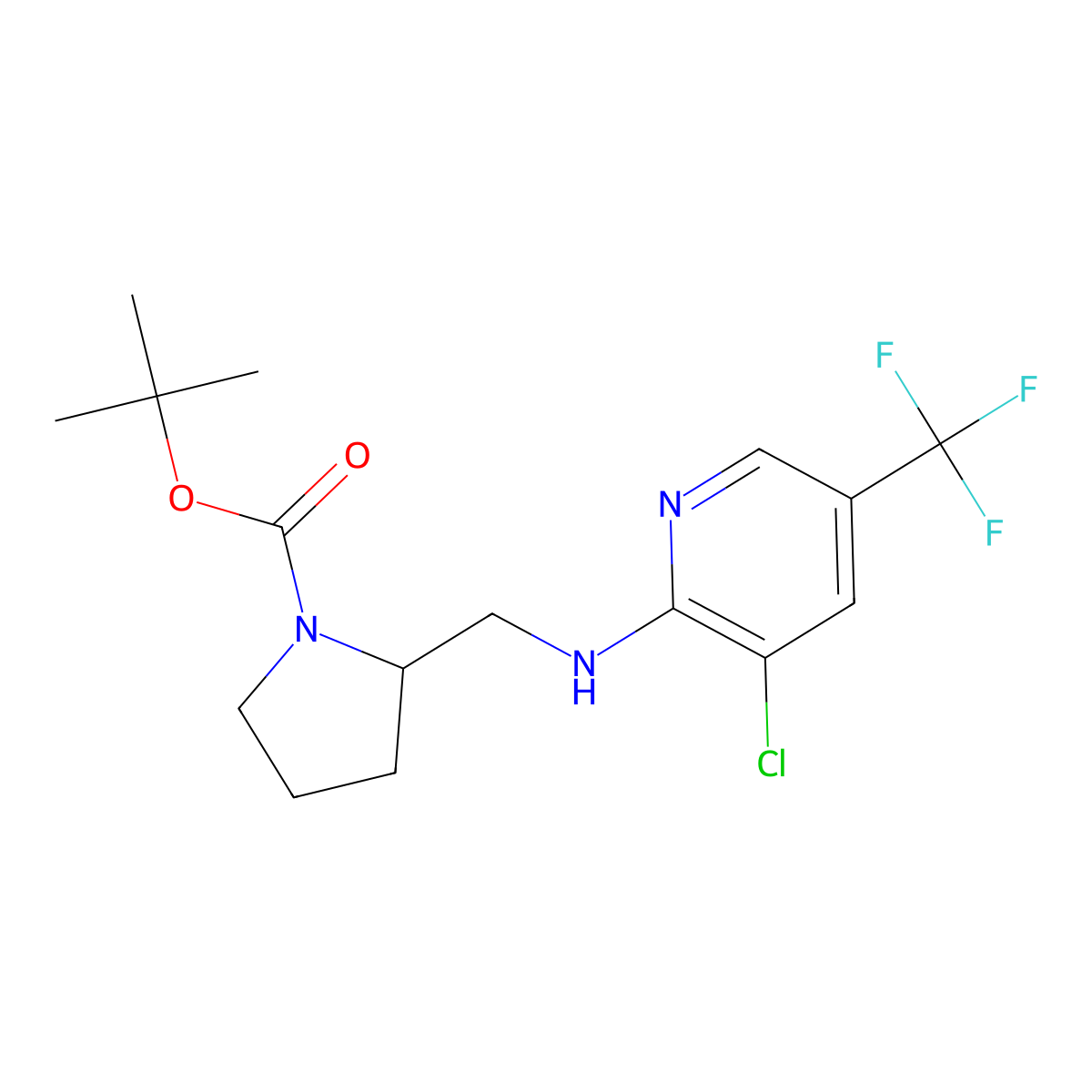 tert-Butyl 2-(((3-chloro-5-(trifluoromethyl)pyridin-2-yl)amino)methyl)pyrrolidine-1-carboxylate molecular structure, CAS 1420975-56-9