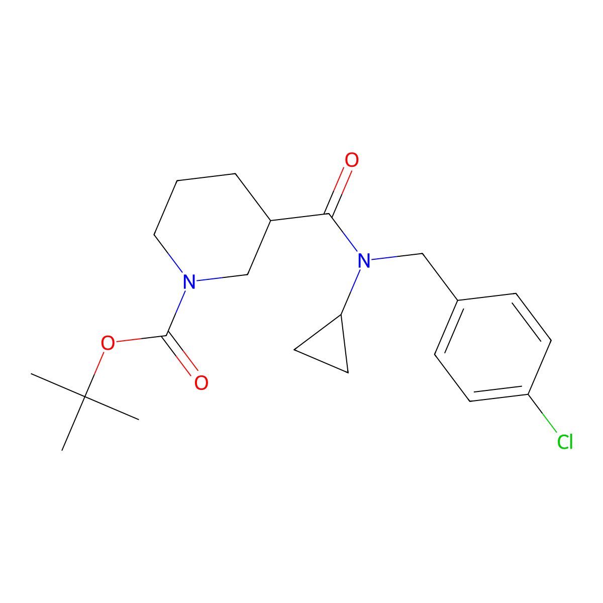tert-Butyl 3-((4-chlorobenzyl)(cyclopropyl)carbamoyl)piperidine-1-carboxylate molecular structure, CAS 1420978-51-3