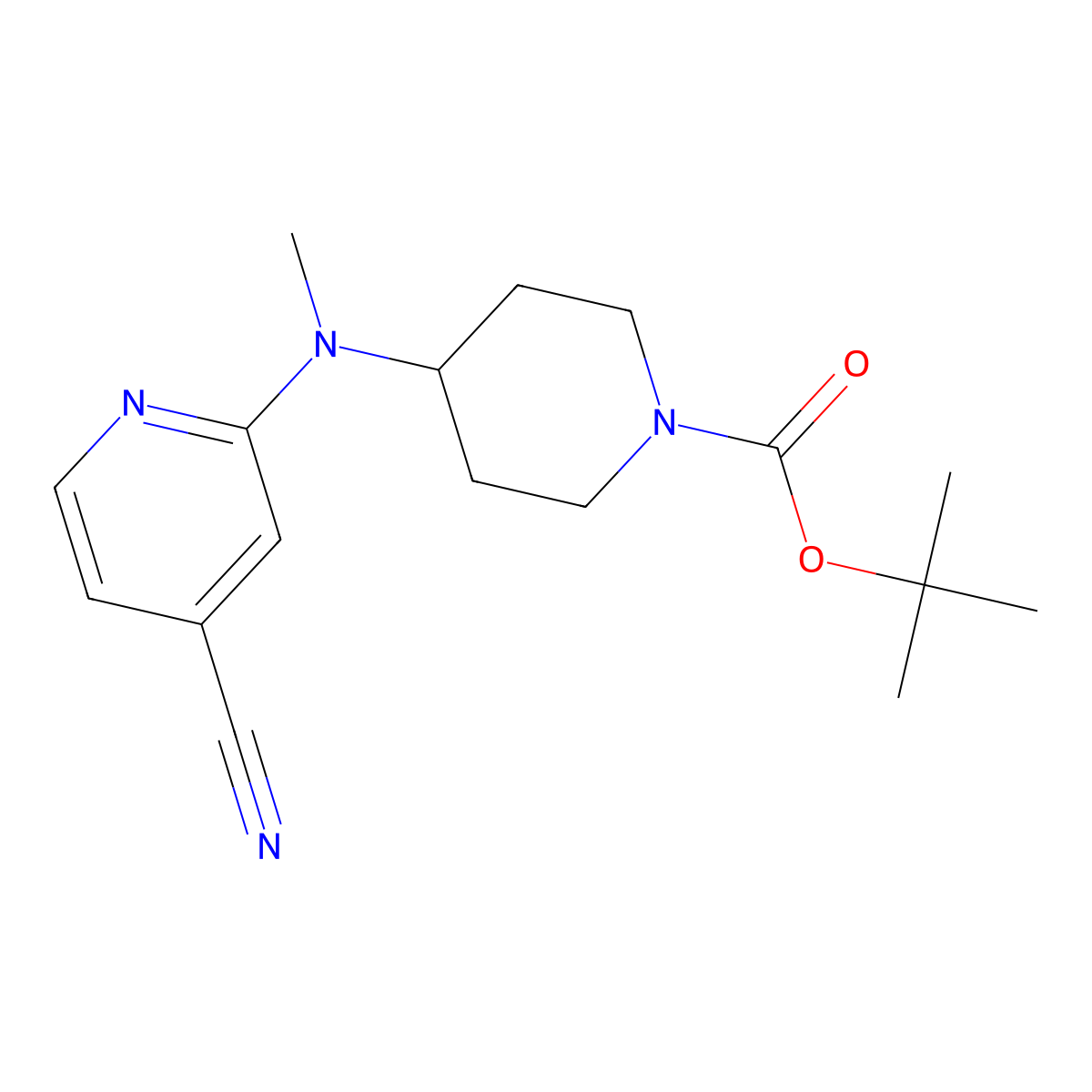 tert-Butyl 4-((4-cyanopyridin-2-yl)(methyl)amino)piperidine-1-carboxylate molecular structure, CAS 1420978-84-2