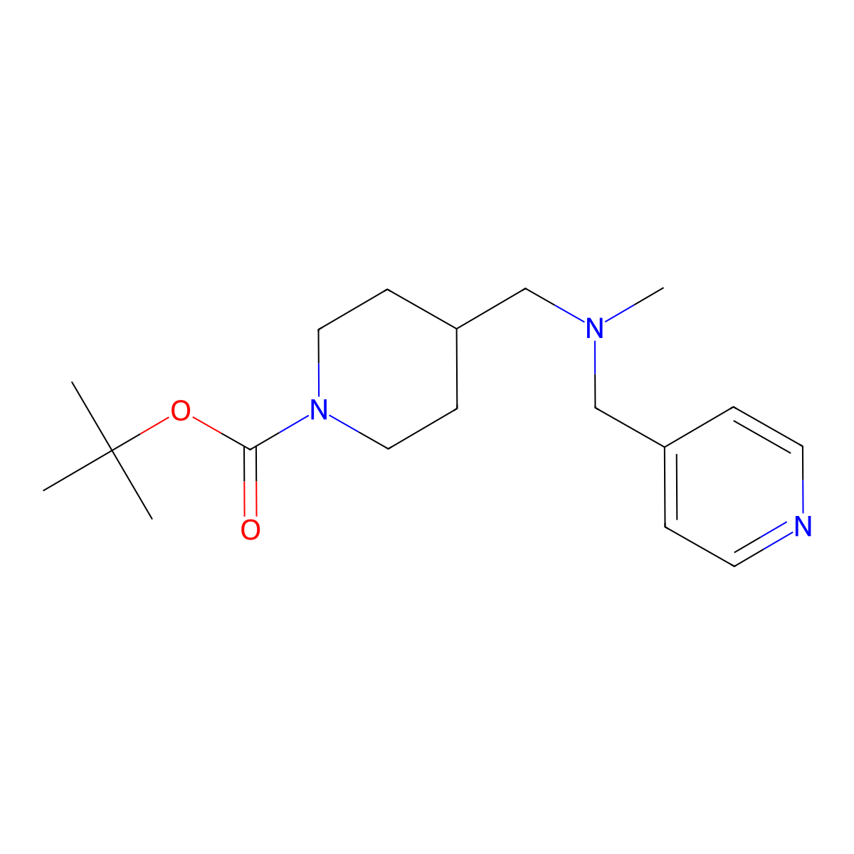 tert-Butyl 4-((methyl(pyridin-4-ylmethyl)amino)methyl)piperidine-1-carboxylate molecular structure, CAS 1420978-90-0