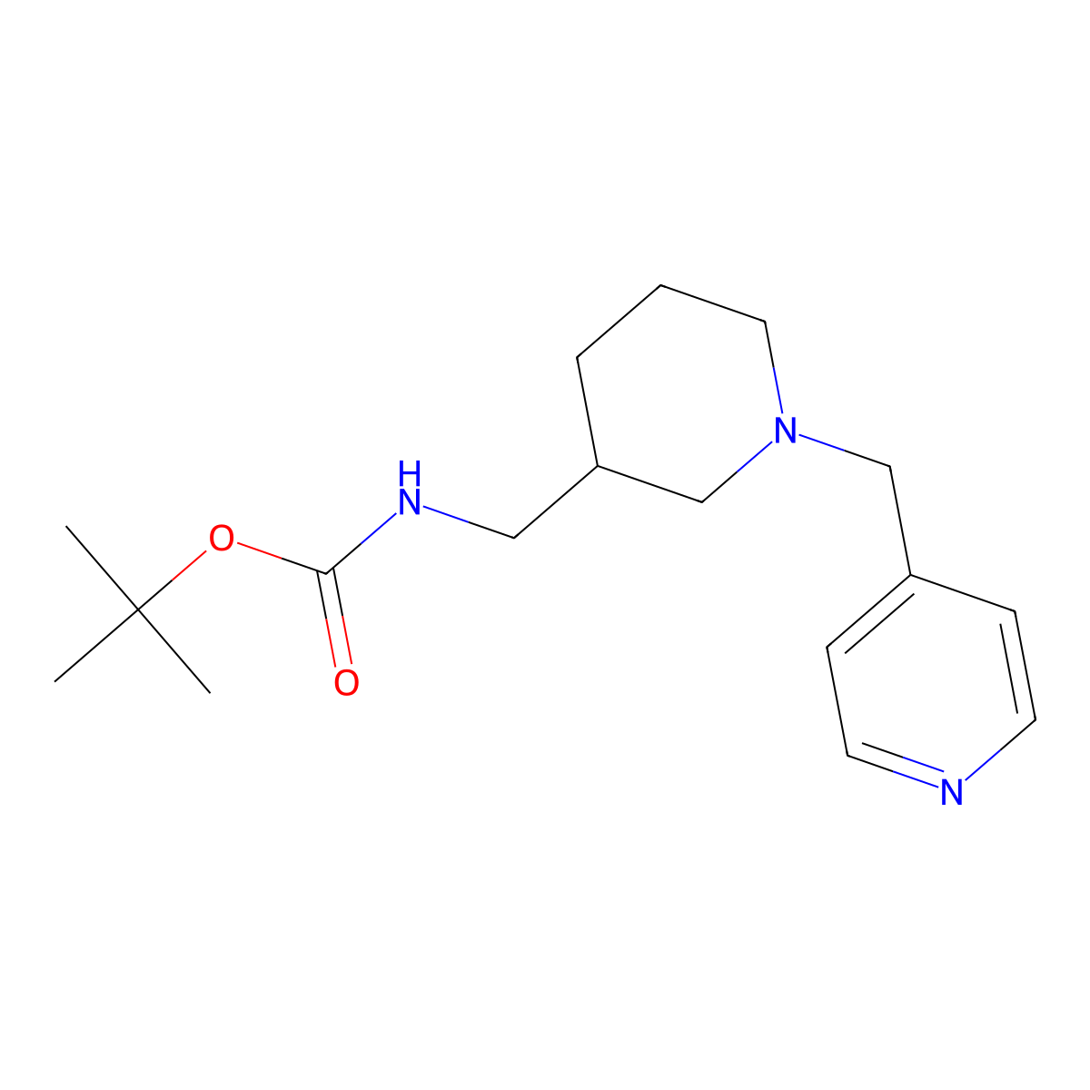 Tert-butyl ((1-(pyridin-4-ylmethyl)piperidin-3-yl)methyl)carbamate molecular structure, CAS 1420979-04-9