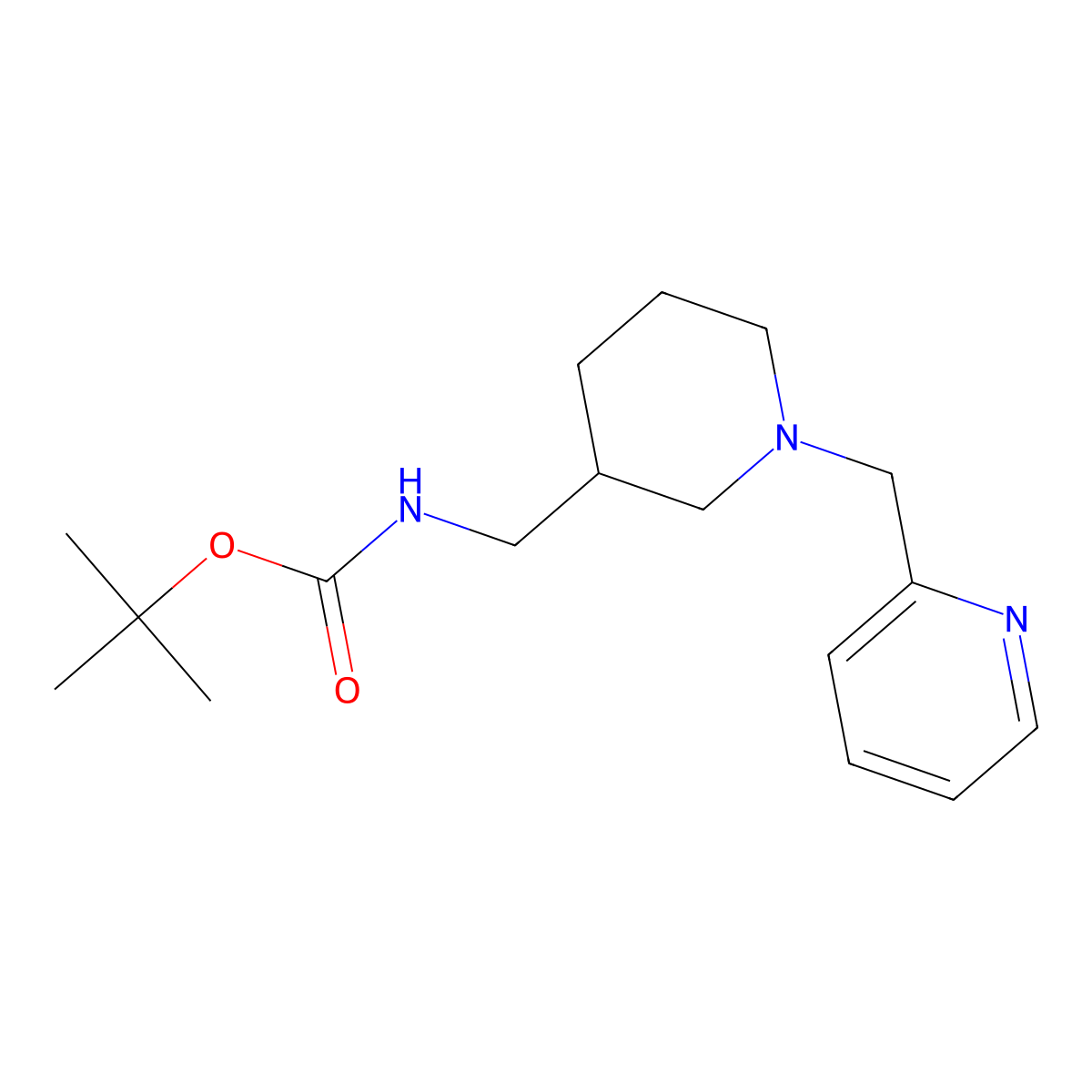 Tert-butyl ((1-(pyridin-2-ylmethyl)piperidin-3-yl)methyl)carbamate molecular structure, CAS 1420979-25-4