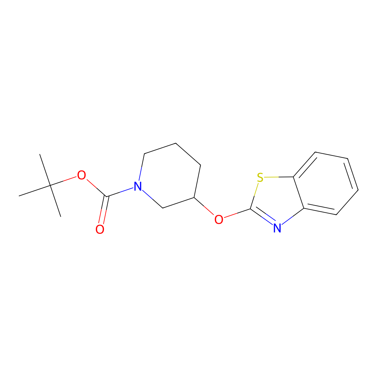 tert-Butyl 3-(benzo[d]thiazol-2-yloxy)piperidine-1-carboxylate molecular structure, CAS 1420980-20-6