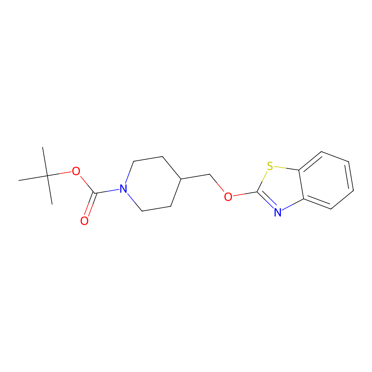 tert-Butyl 4-((benzo[d]thiazol-2-yloxy)methyl)piperidine-1-carboxylate molecular structure, CAS 1420980-27-3