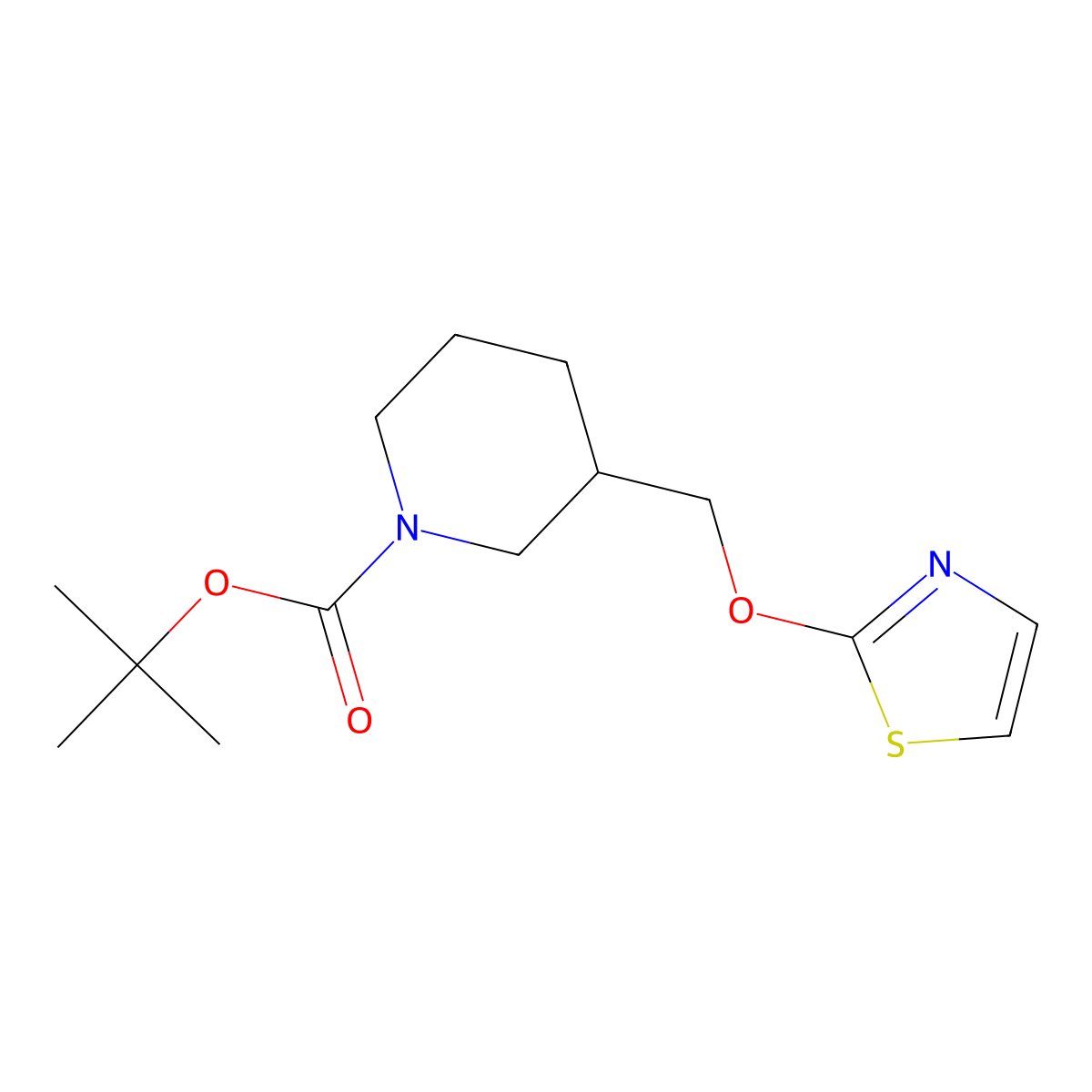 tert-Butyl 3-((thiazol-2-yloxy)methyl)piperidine-1-carboxylate molecular structure, CAS 1420980-80-8