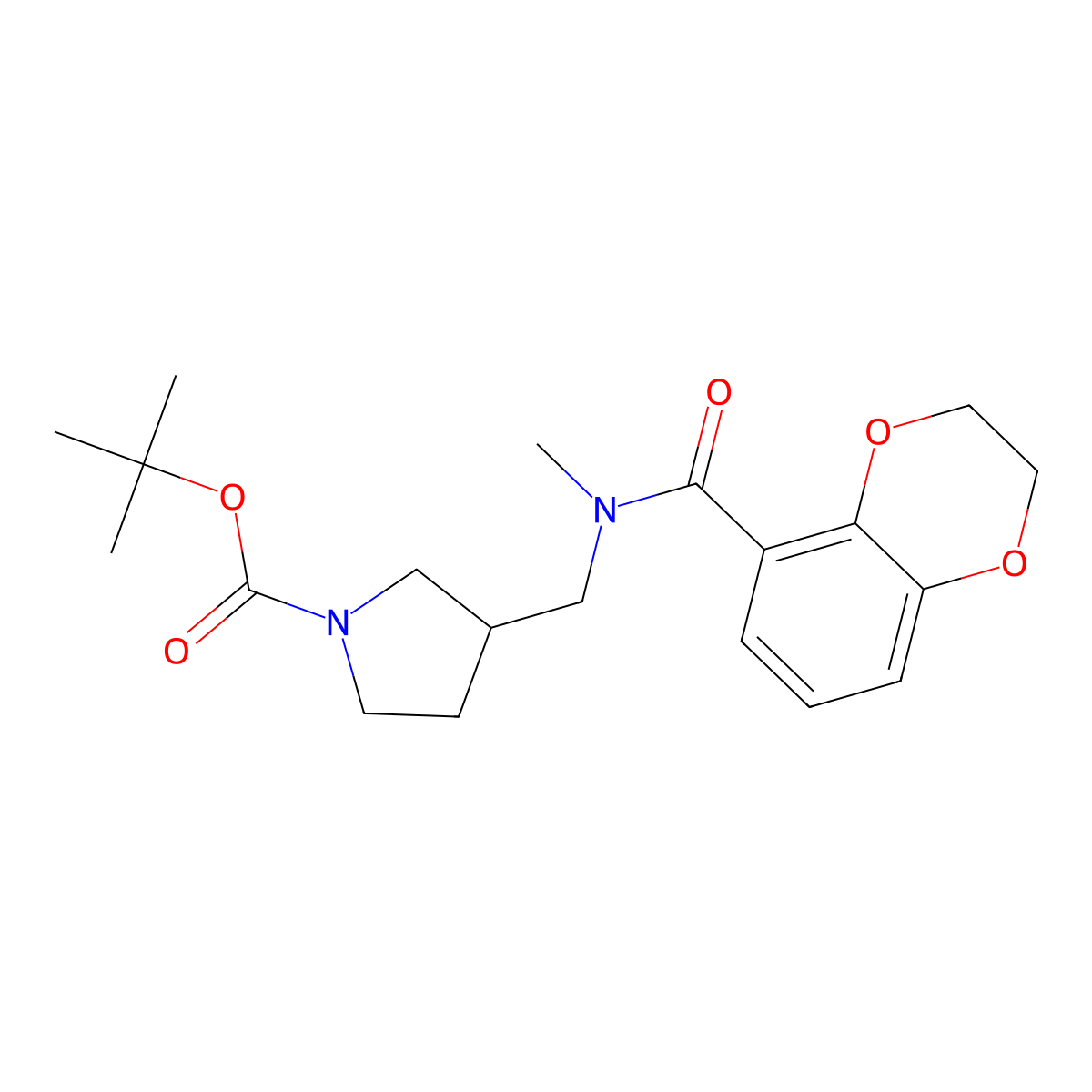 tert-Butyl 3-((N-methyl-2,3-dihydrobenzo[b][1,4]dioxine-5-carboxamido)methyl)pyrrolidine-1-carboxylate molecular structure, CAS 1420980-99-9