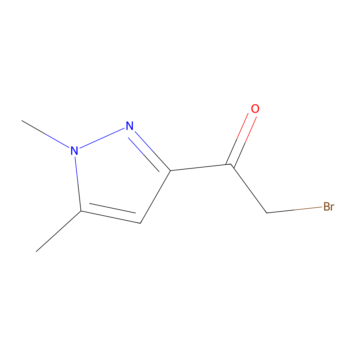 2-bromo-1-(1,5-dimethyl-1H-pyrazol-3-yl)ethanone molecular structure, CAS 1420981-12-9