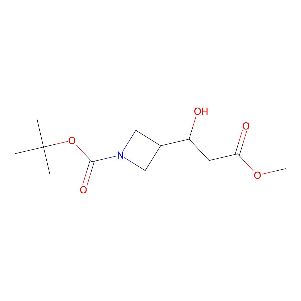 tert-Butyl 3-(1-hydroxy-3-methoxy-3-oxopropyl)azetidine-1-carboxylate molecular structure, CAS 1420981-43-6