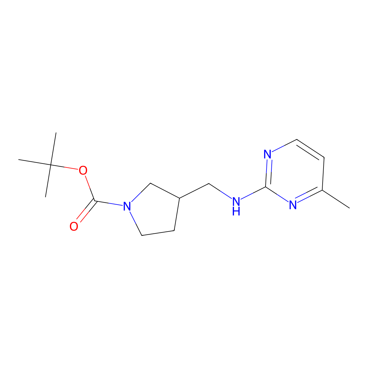 tert-Butyl 3-(((4-methylpyrimidin-2-yl)amino)methyl)pyrrolidine-1-carboxylate molecular structure, CAS 1420981-79-8