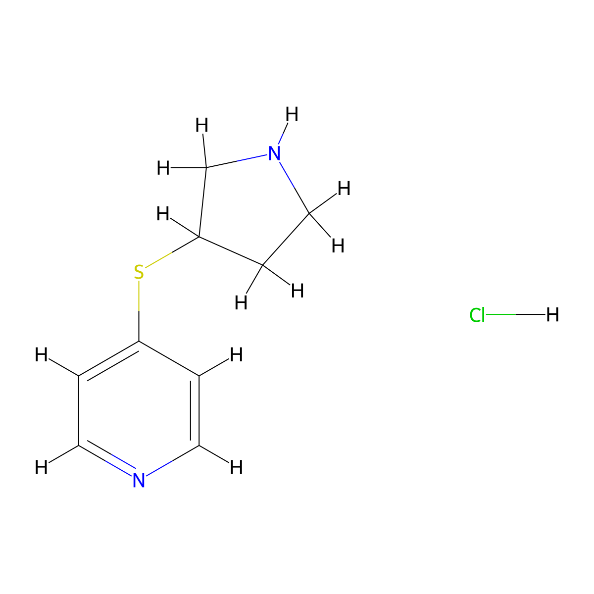 4-(Pyrrolidin-3-ylthio)pyridine hydrochloride molecular structure, CAS 1420982-55-3