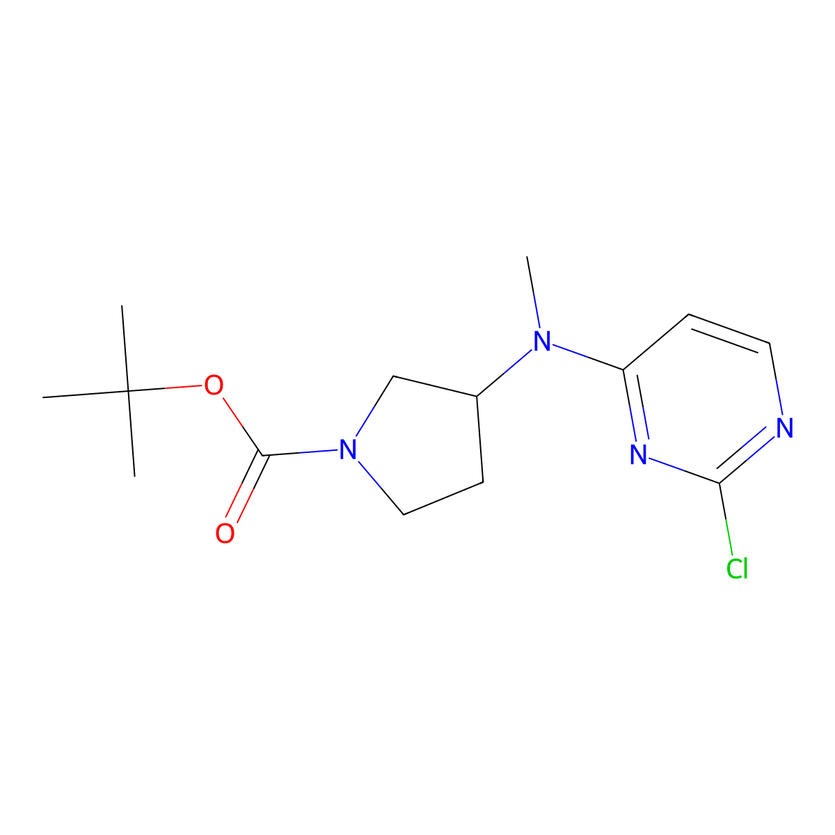 tert-Butyl 3-((2-chloropyrimidin-4-yl)(methyl)amino)pyrrolidine-1-carboxylate molecular structure, CAS 1420983-23-8