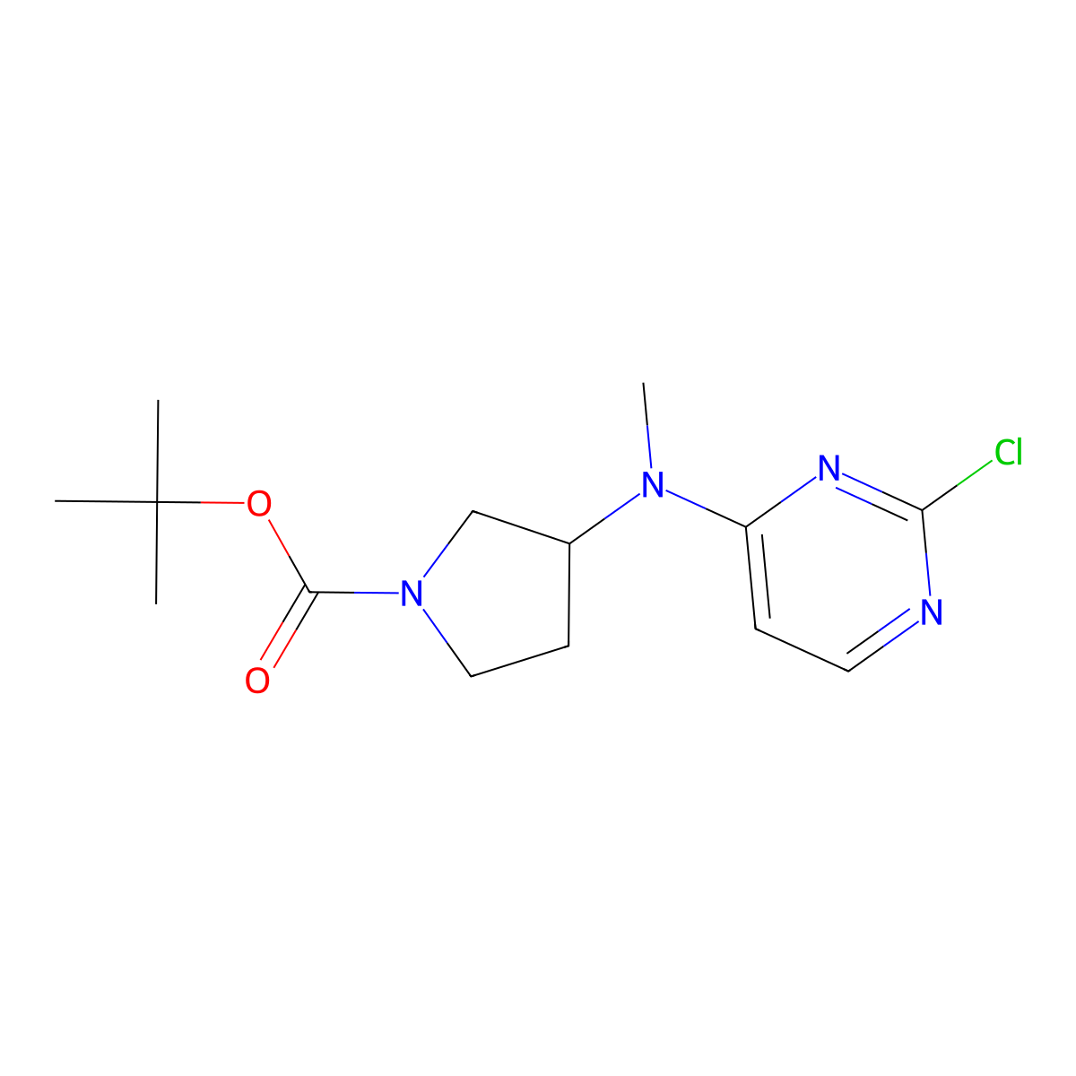 tert-Butyl 3-((2-chloropyrimidin-4-yl)(methyl)amino)pyrrolidine-1-carboxylate molecular structure, CAS 1420983-23-8