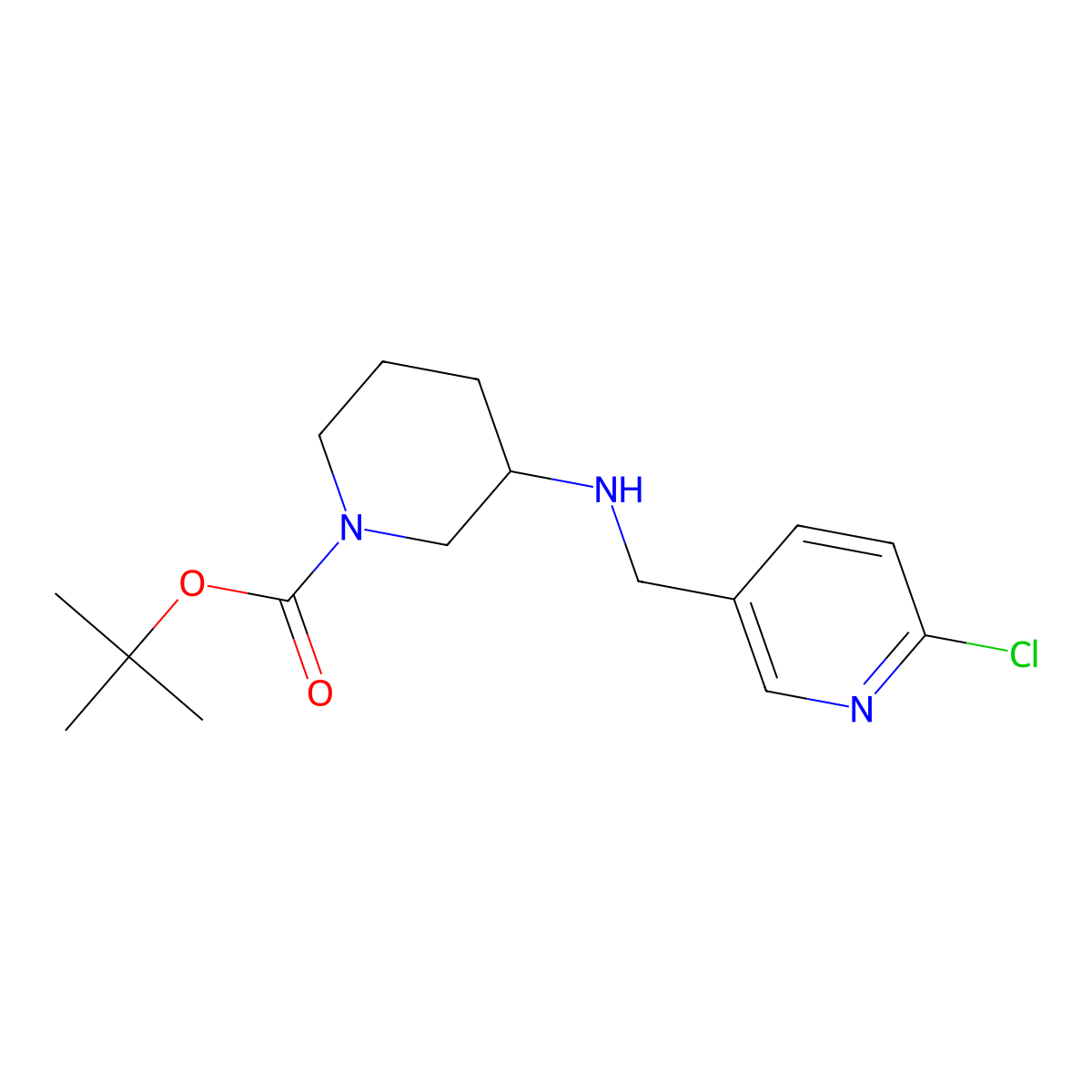 tert-Butyl 3-(((6-chloropyridin-3-yl)methyl)amino)piperidine-1-carboxylate molecular structure, CAS 1420986-12-4