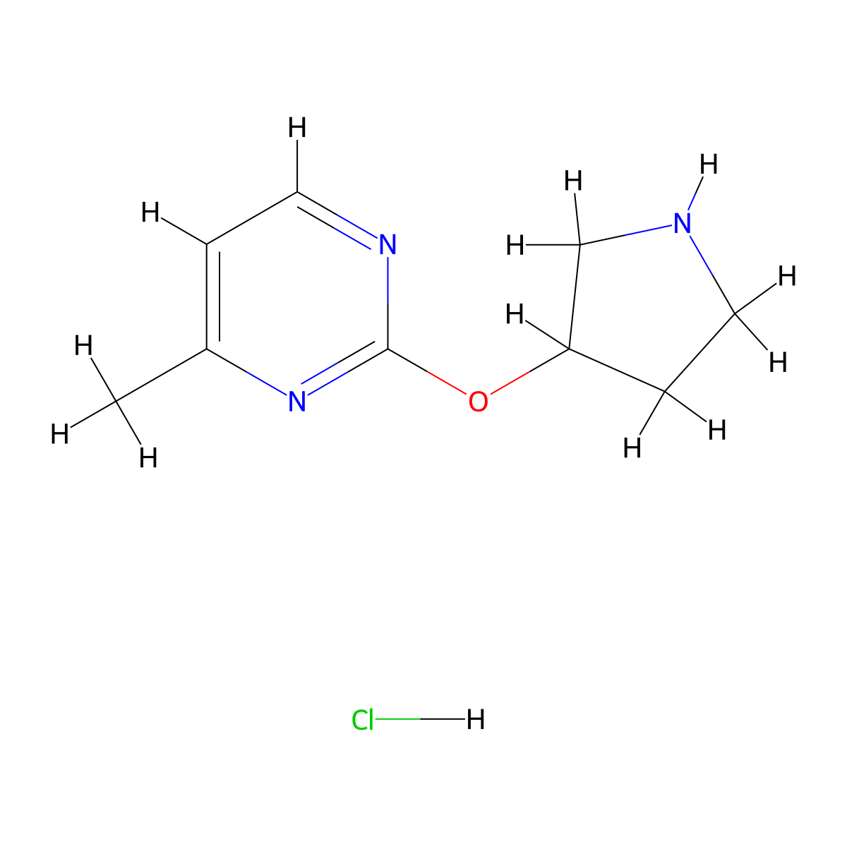 4-Methyl-2-(pyrrolidin-3-yloxy)pyrimidine hydrochloride molecular structure, CAS 1420986-29-3