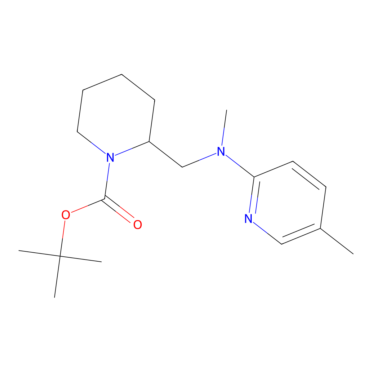 tert-Butyl 2-((methyl(5-methylpyridin-2-yl)amino)methyl)piperidine-1-carboxylate molecular structure, CAS 1420986-42-0