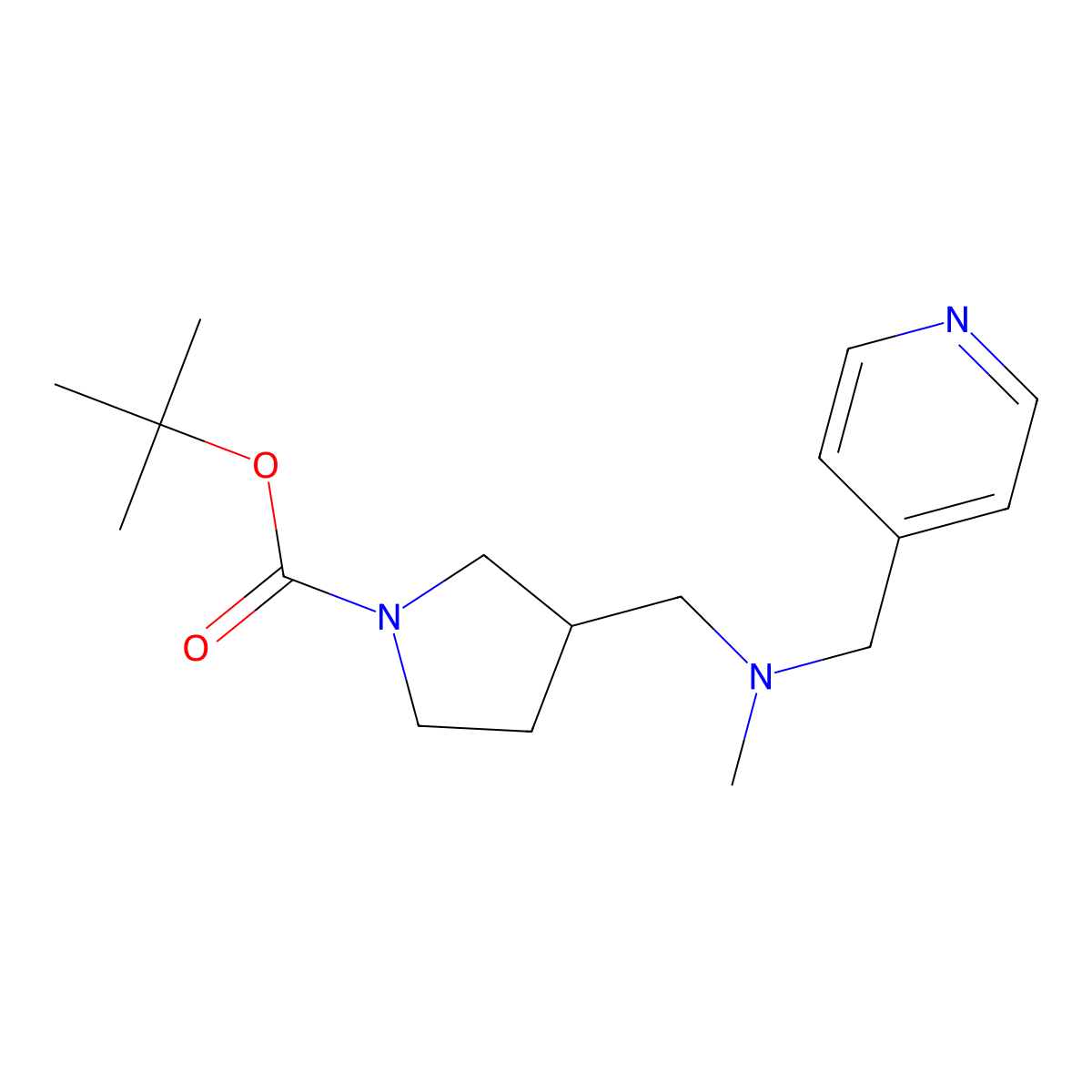 tert-Butyl 3-((methyl(pyridin-4-ylmethyl)amino)methyl)pyrrolidine-1-carboxylate molecular structure, CAS 1420986-94-2