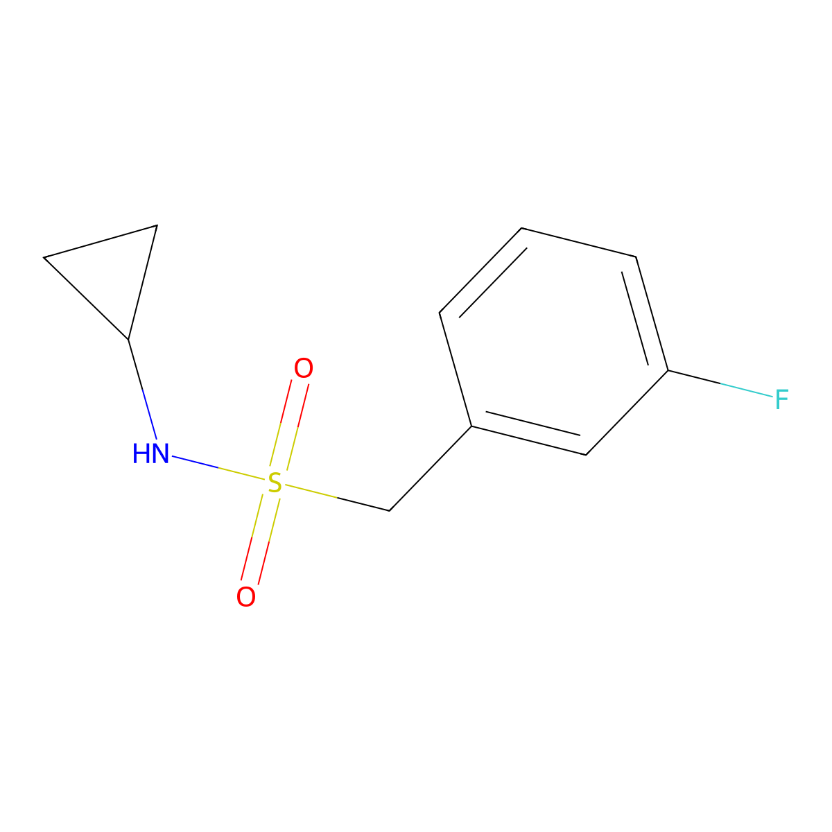 N-cyclopropyl-1-(3-fluorophenyl)methanesulfonamide molecular structure, CAS 1420987-44-5