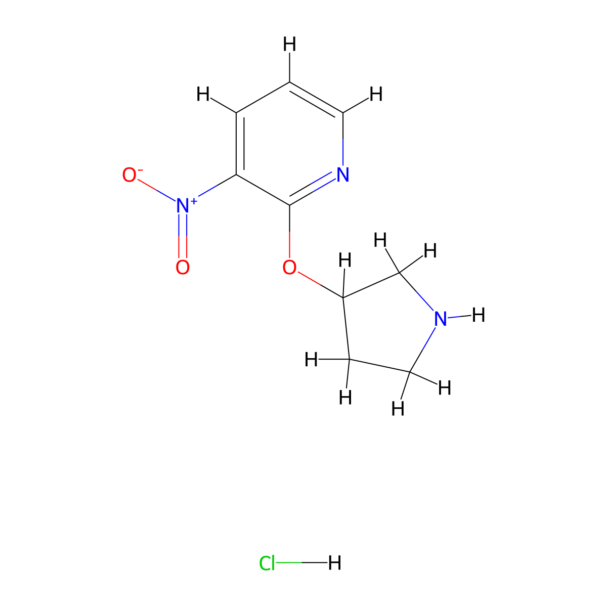 3-Nitro-2-(pyrrolidin-3-yloxy)pyridine hydrochloride molecular structure, CAS 1420987-67-2
