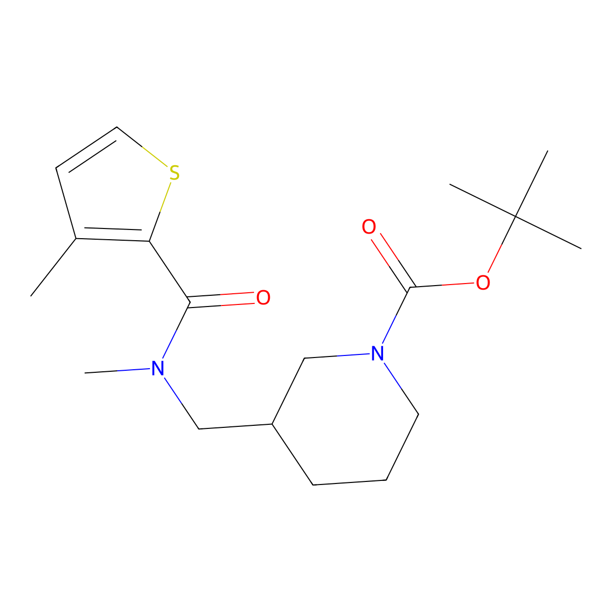 tert-Butyl 3-((N,3-dimethylthiophene-2-carboxamido)methyl)piperidine-1-carboxylate molecular structure, CAS 1420988-22-2