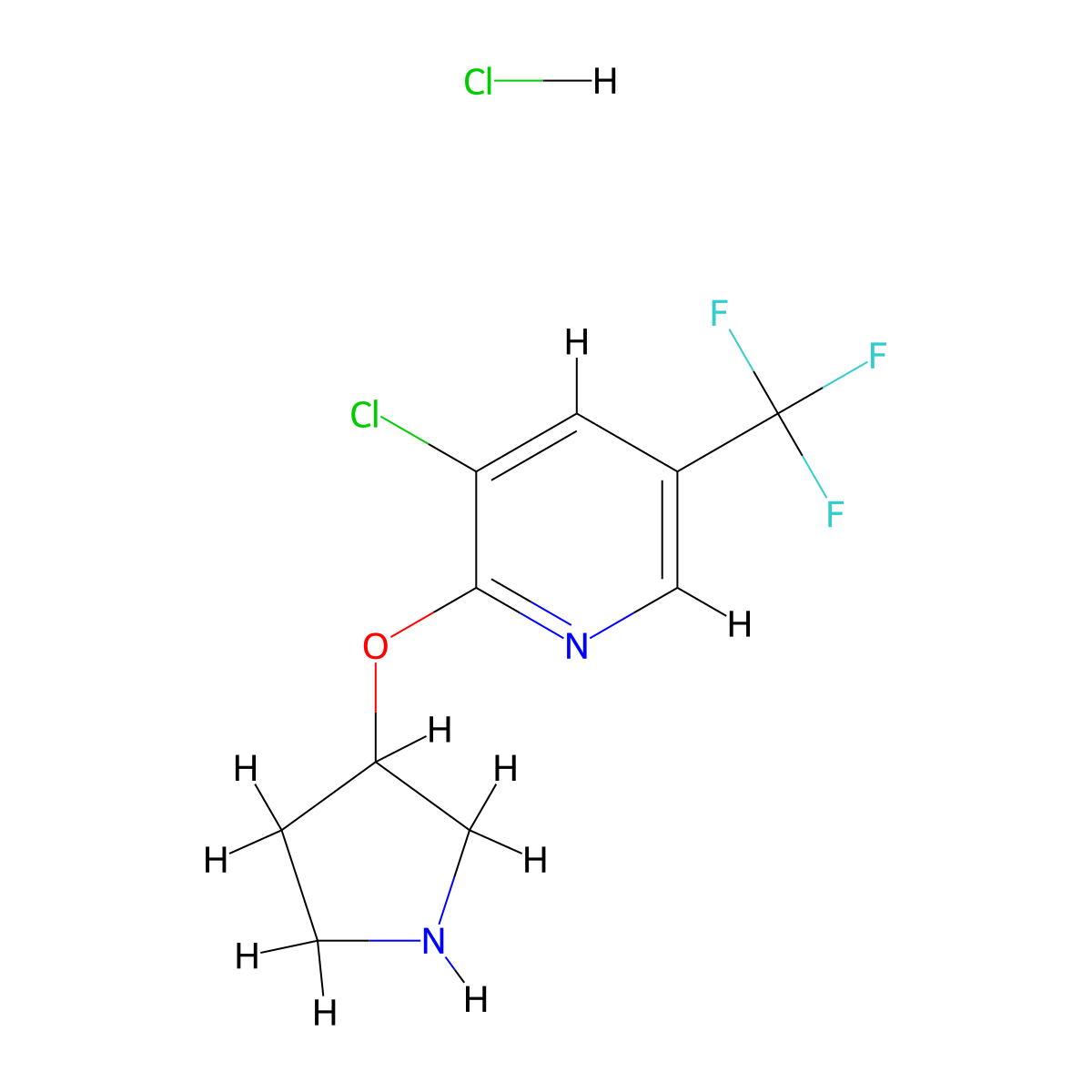 3-Chloro-2-(pyrrolidin-3-yloxy)-5-(trifluoromethyl)pyridine hydrochloride molecular structure, CAS 1420988-63-1