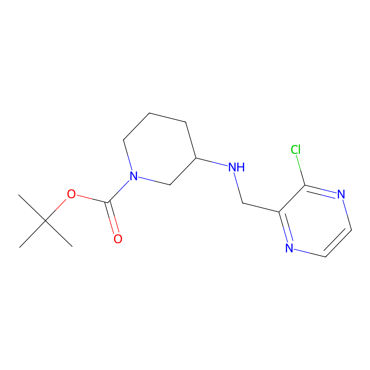 tert-Butyl 3-(((3-chloropyrazin-2-yl)methyl)amino)piperidine-1-carboxylate molecular structure, CAS 1420988-77-7