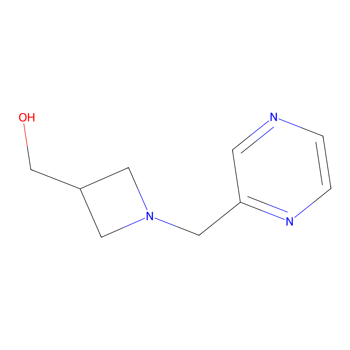 (1-(Pyrazin-2-ylmethyl)azetidin-3-yl)methanol molecular structure, CAS 1420989-42-9