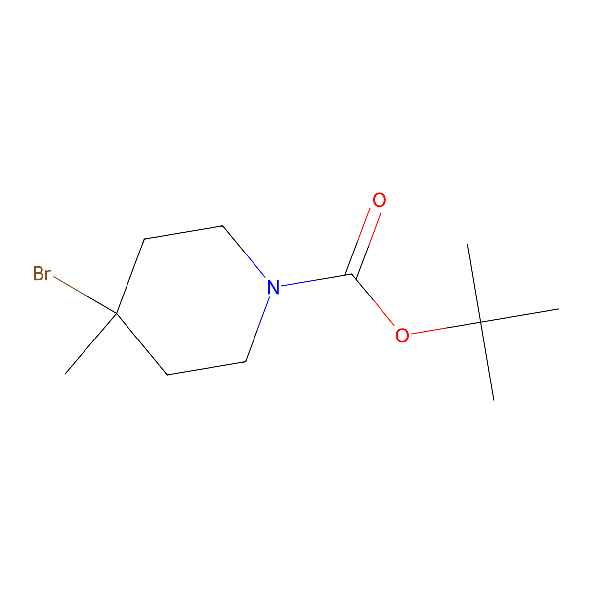 Tert-butyl 4-bromo-4-methylpiperidine-1-carboxylate molecular structure, CAS 1420992-40-0