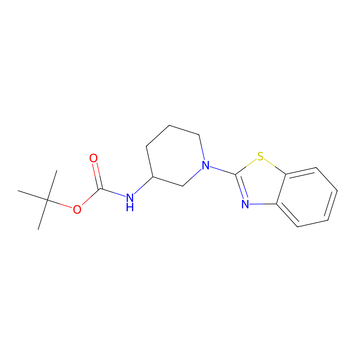 Tert-butyl (1-(benzo[d]thiazol-2-yl)piperidin-3-yl)carbamate molecular structure, CAS 1420992-56-8