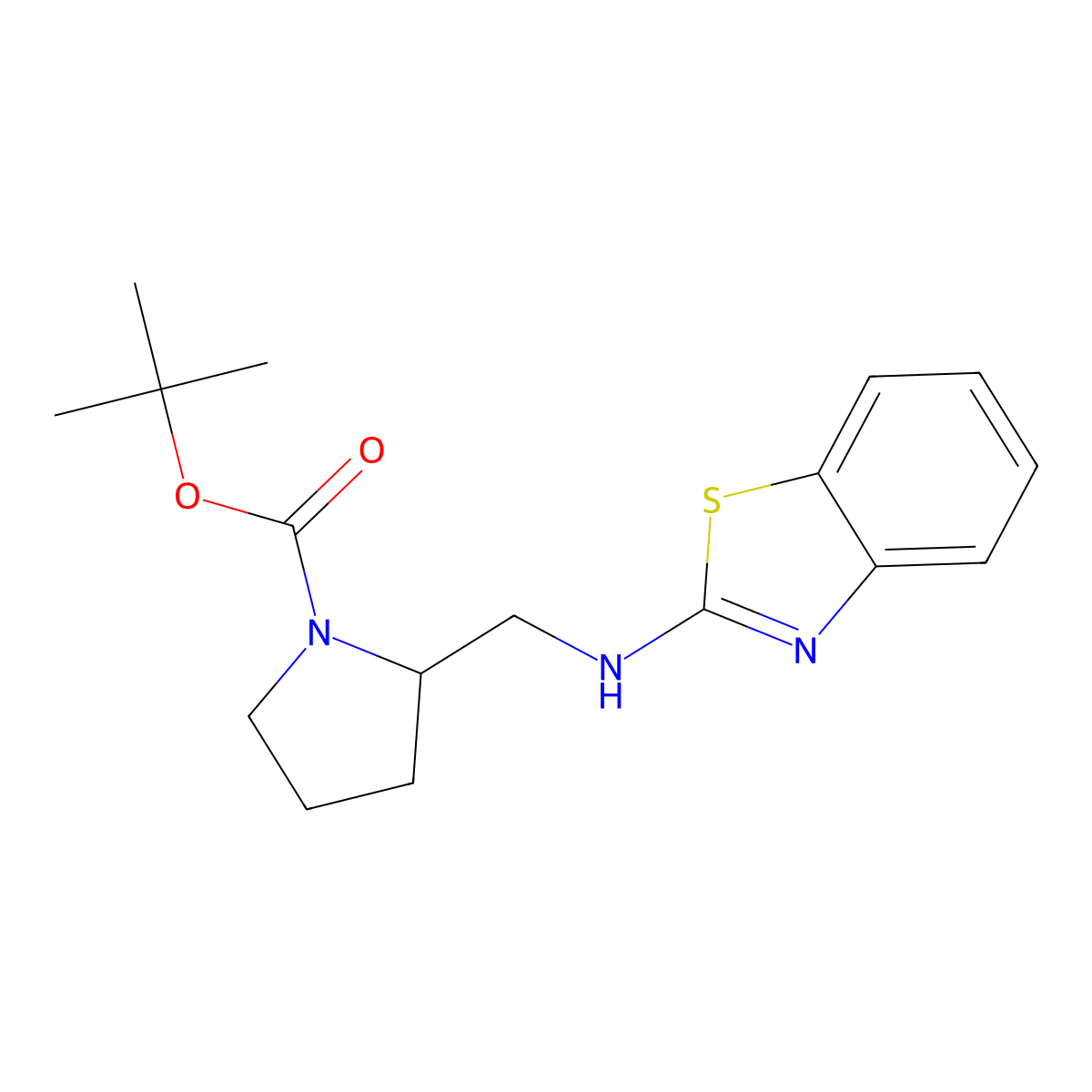 tert-Butyl 2-((benzo[d]thiazol-2-ylamino)methyl)pyrrolidine-1-carboxylate molecular structure, CAS 1420992-72-8
