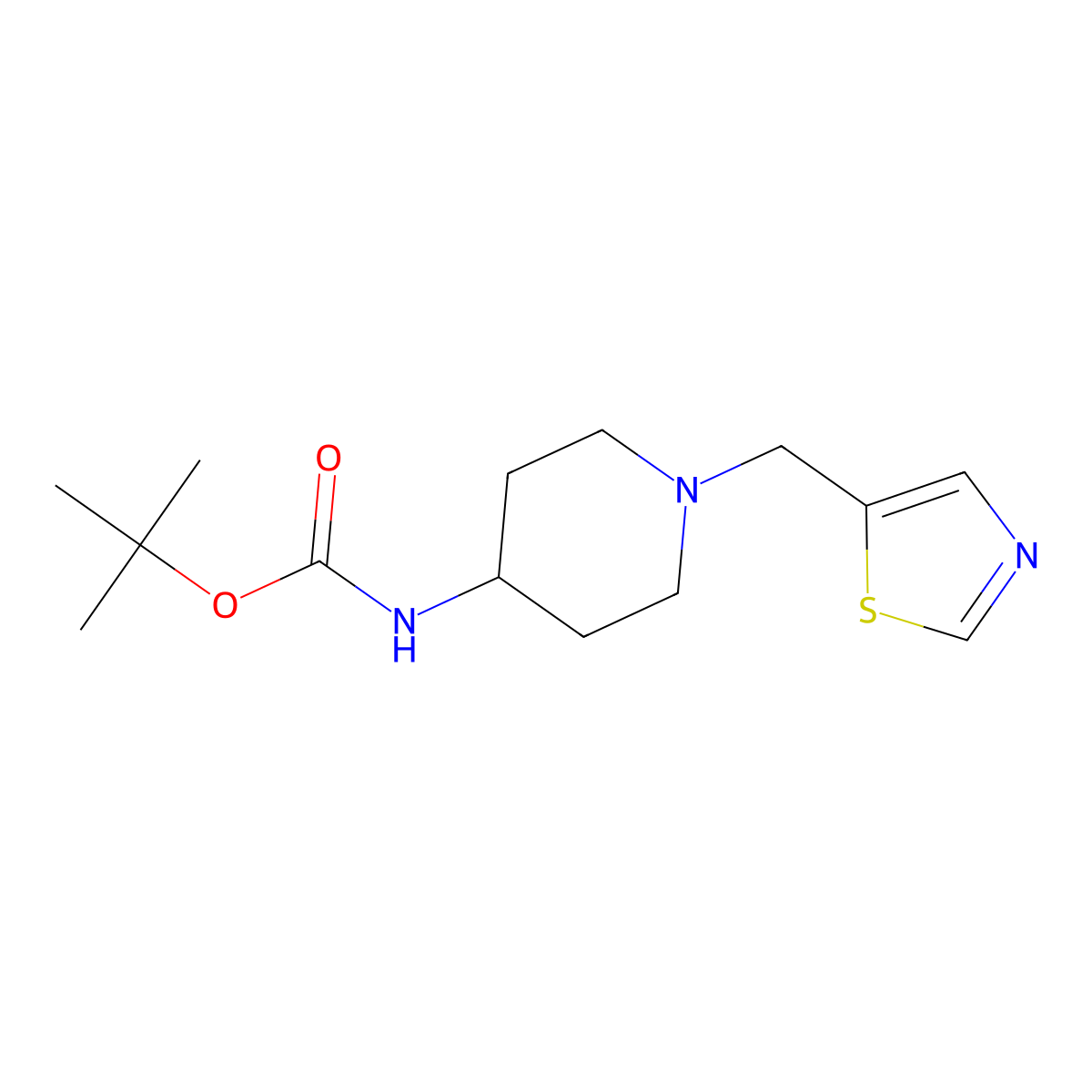 Tert-butyl (1-(thiazol-5-ylmethyl)piperidin-4-yl)carbamate molecular structure, CAS 1420993-03-8