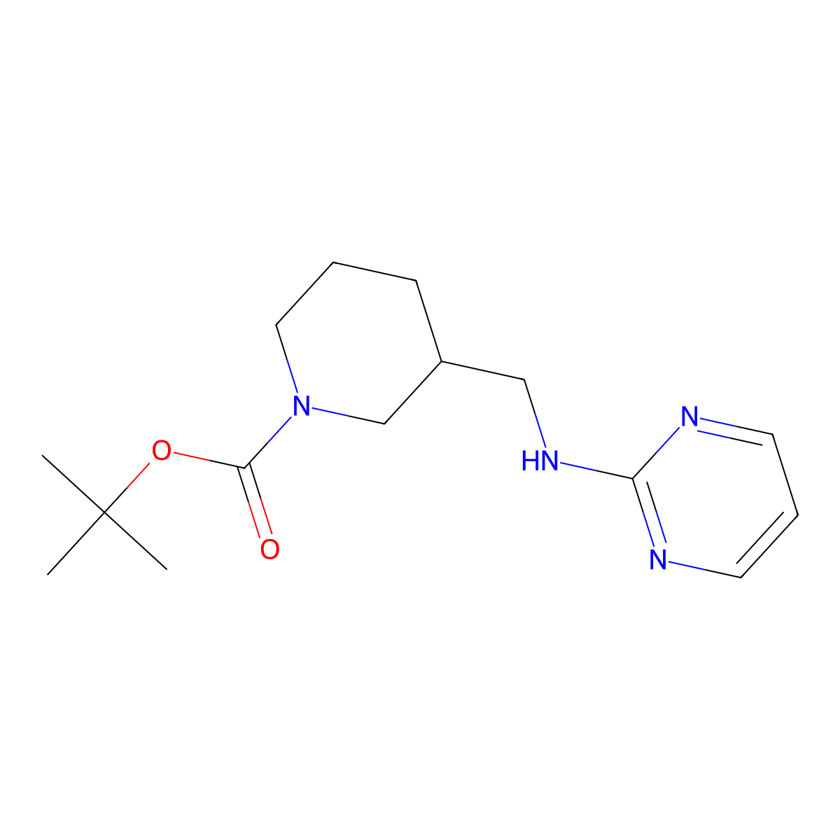 tert-Butyl 3-((pyrimidin-2-ylamino)methyl)piperidine-1-carboxylate molecular structure, CAS 1420993-05-0