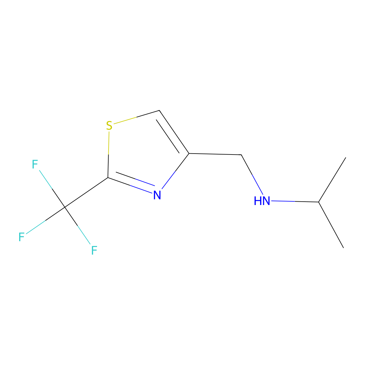 N-((2-(trifluoromethyl)thiazol-4-yl)methyl)propan-2-amine molecular structure, CAS 1420993-20-9